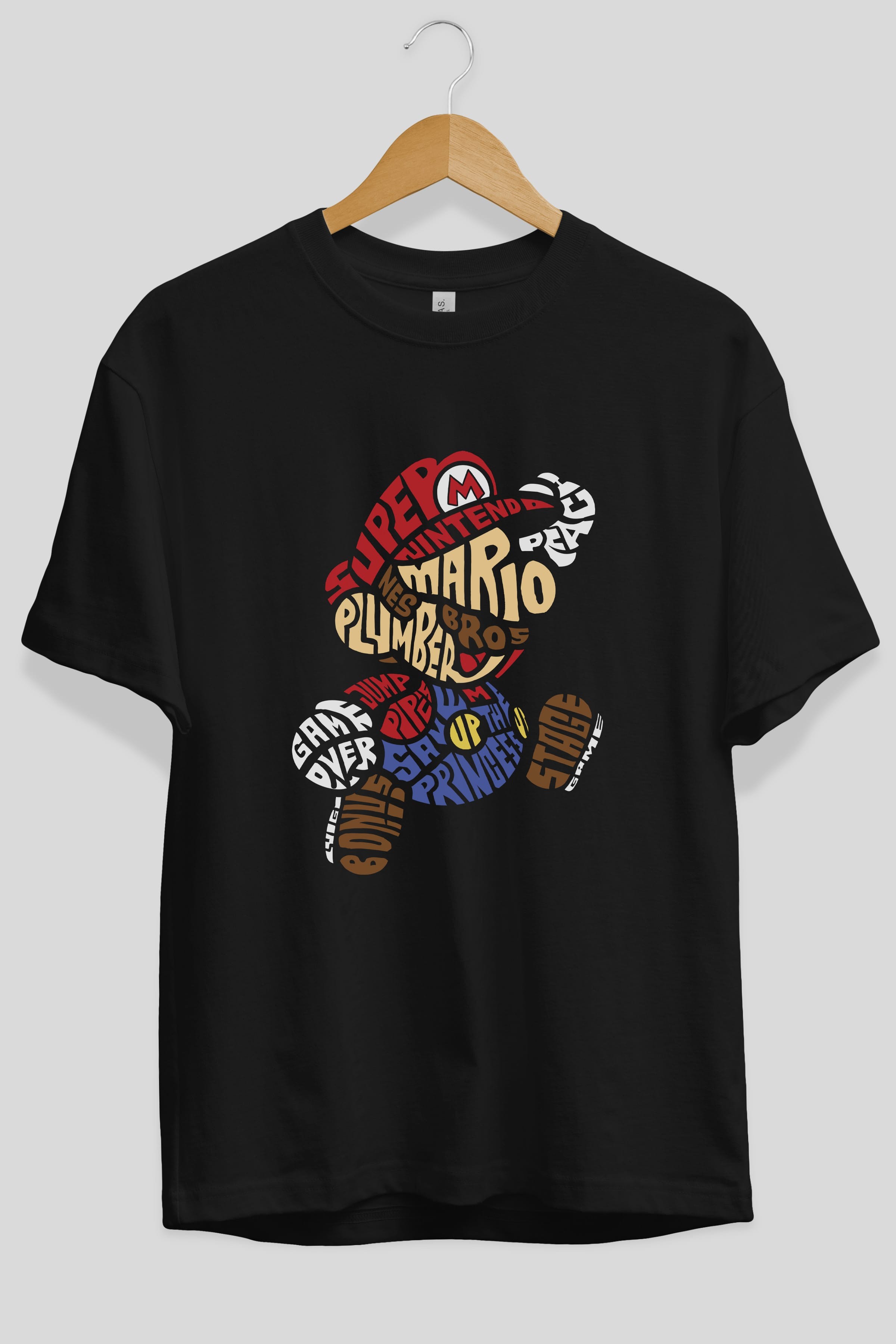 Mario Bros Ön Baskılı Oversize t-shirt %100 pamuk Erkek Kadın Unisex