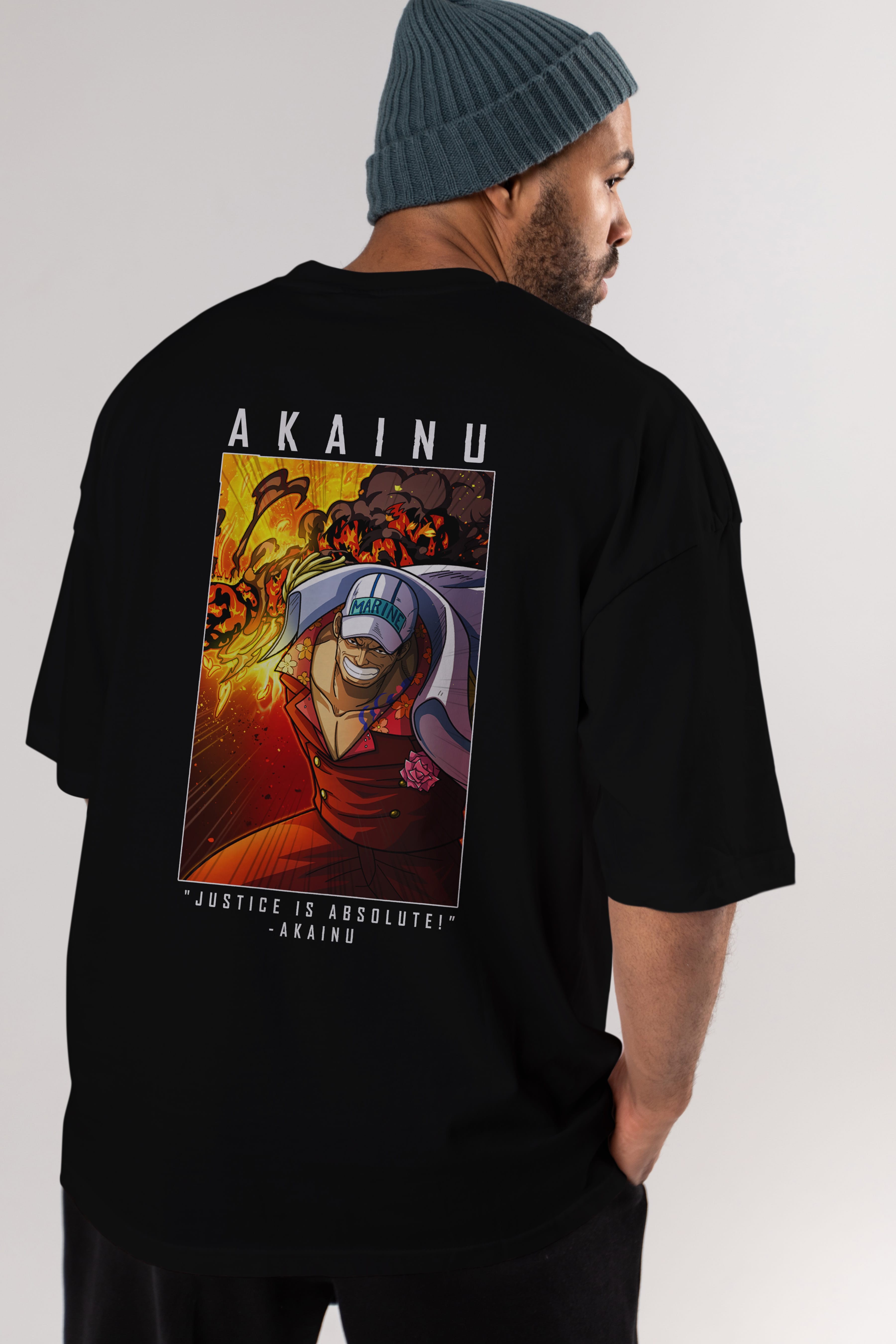 Sakazuki Anime Arka Baskılı Oversize t-shirt Erkek Kadın Unisex %100 pamuk tişort