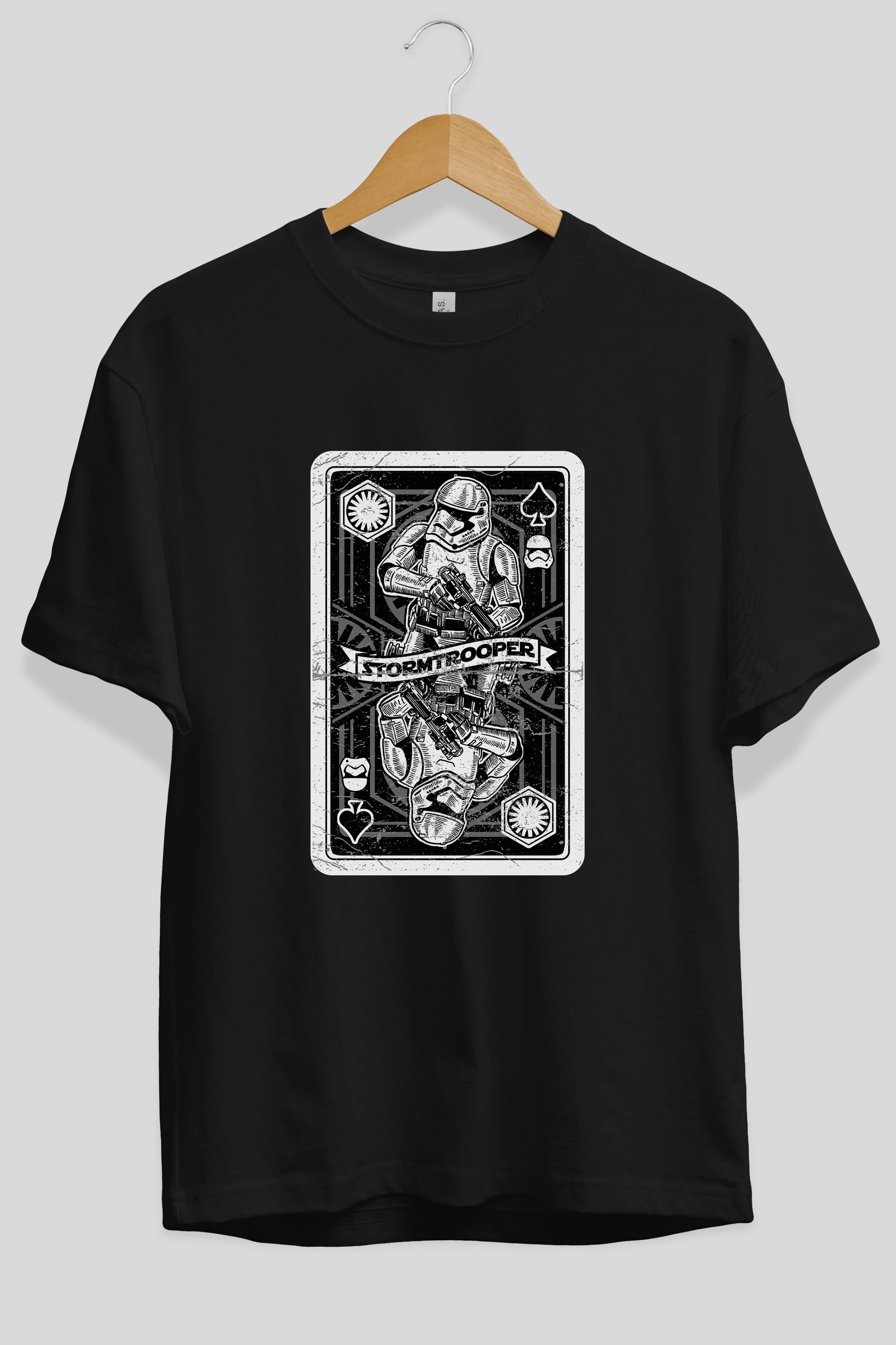 Stormtrooper Playing Card Ön Baskılı Oversize t-shirt Erkek Kadın Unisex %100 Pamuk tişort