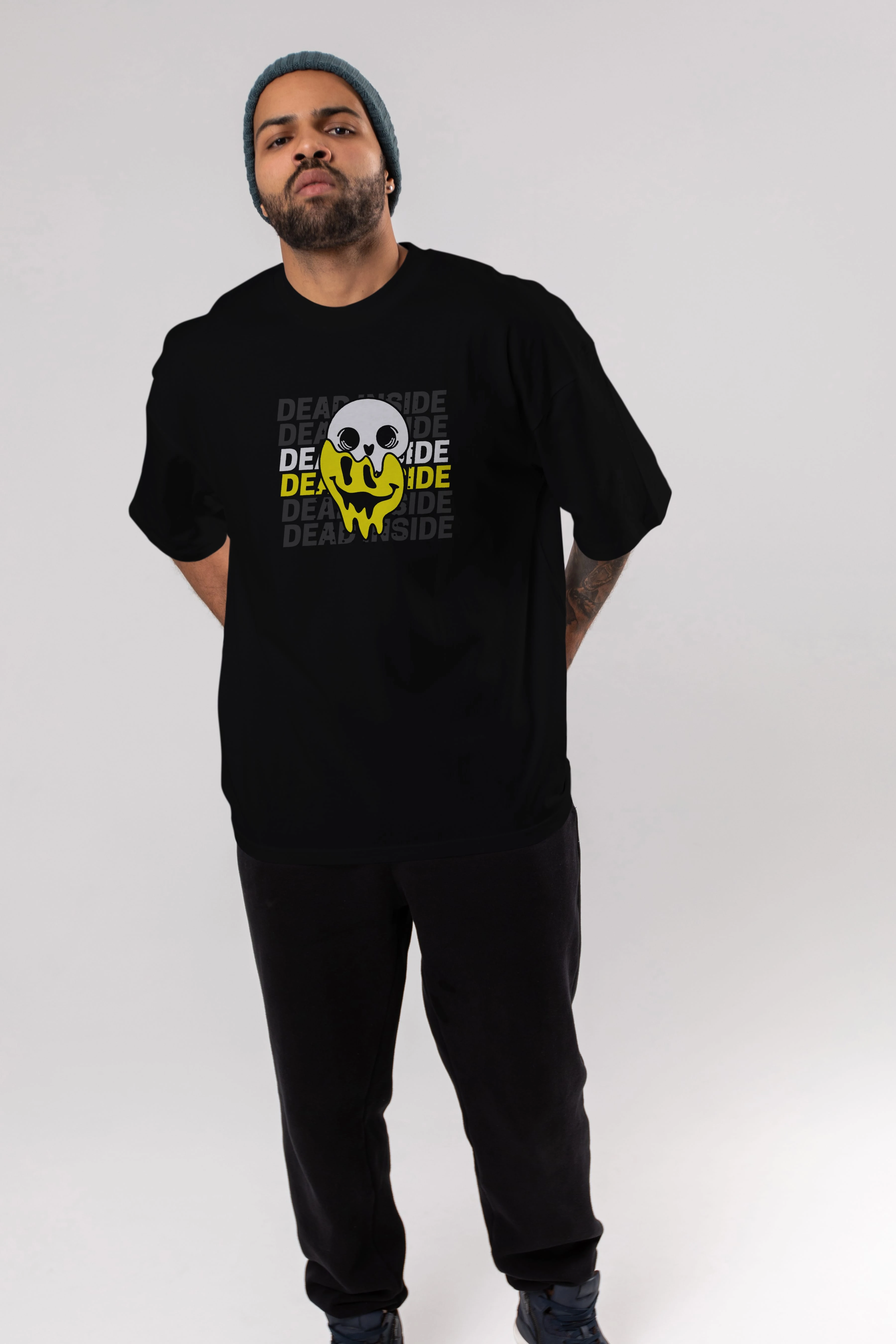 Dead Inside Yazılı Ön Baskılı Oversize t-shirt Erkek Kadın Unisex