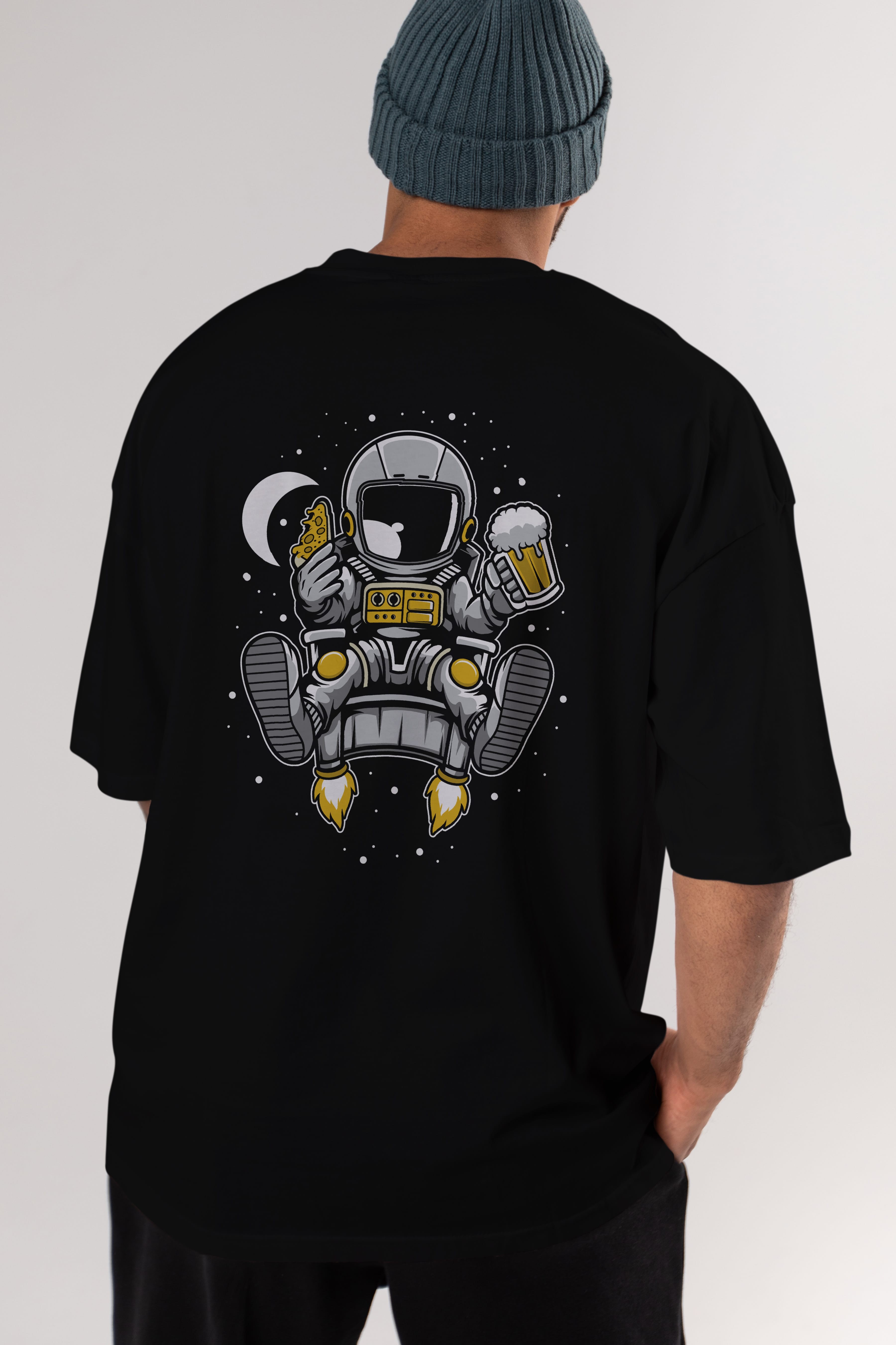 Astronaut Relax (2) Arka Baskılı Oversize t-shirt Erkek Kadın Unisex