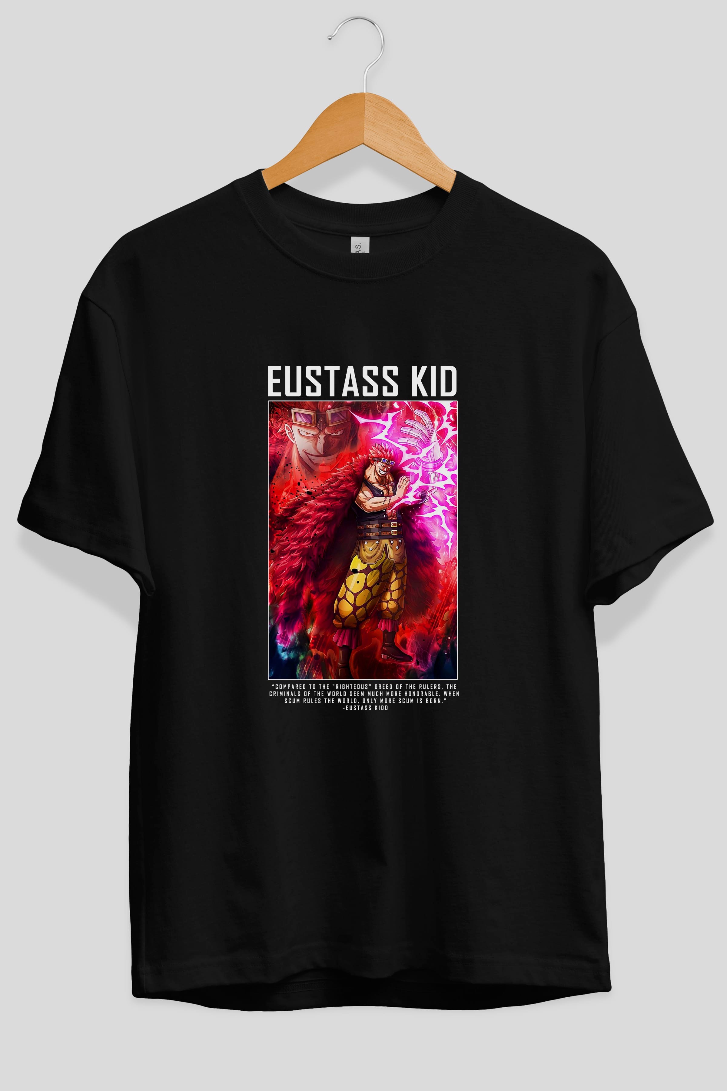 Eustass Kid Anime Ön Baskılı Oversize t-shirt Erkek Kadın Unisex