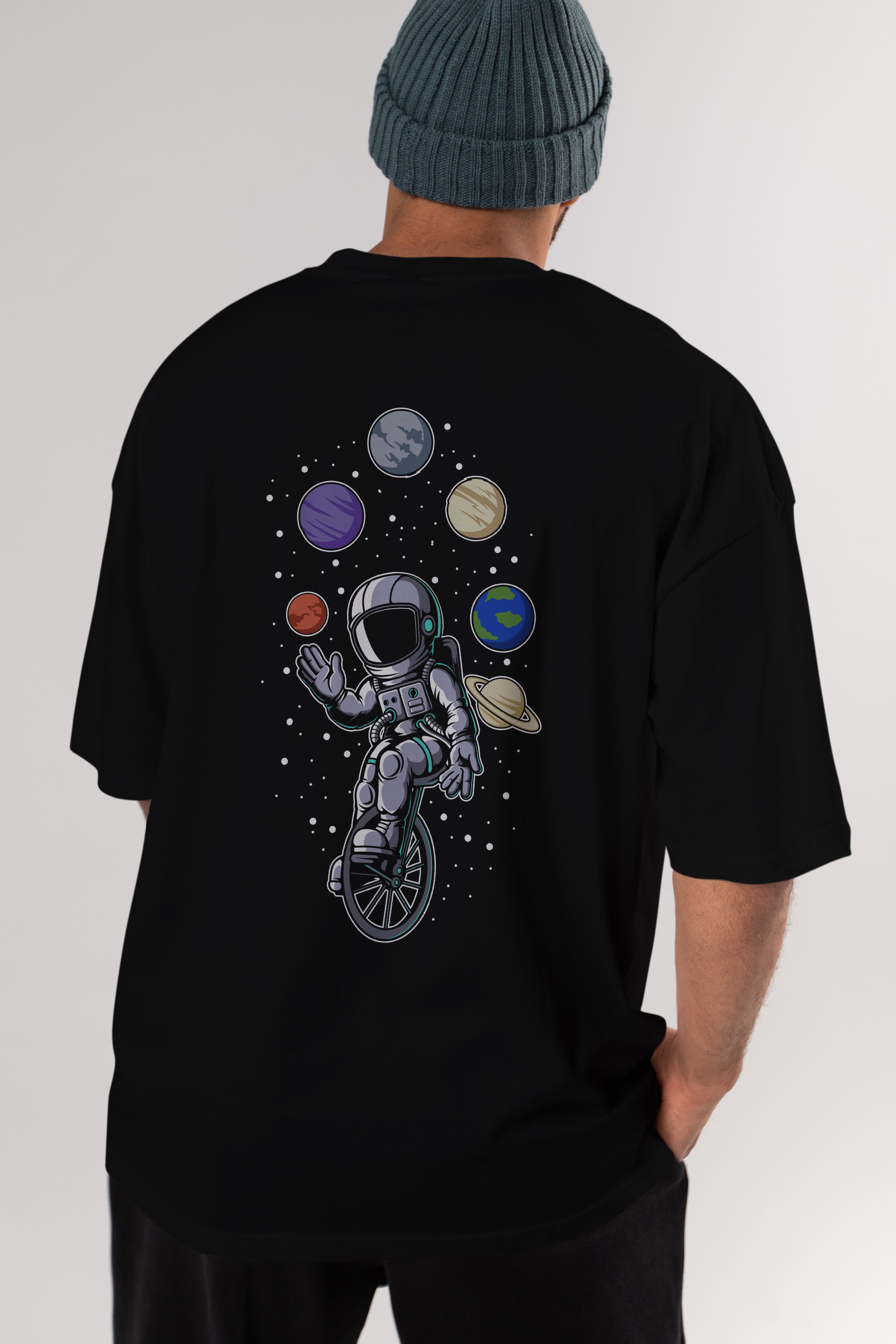 Astronaut Circus Arka Baskılı Oversize t-shirt Erkek Kadın Unisex