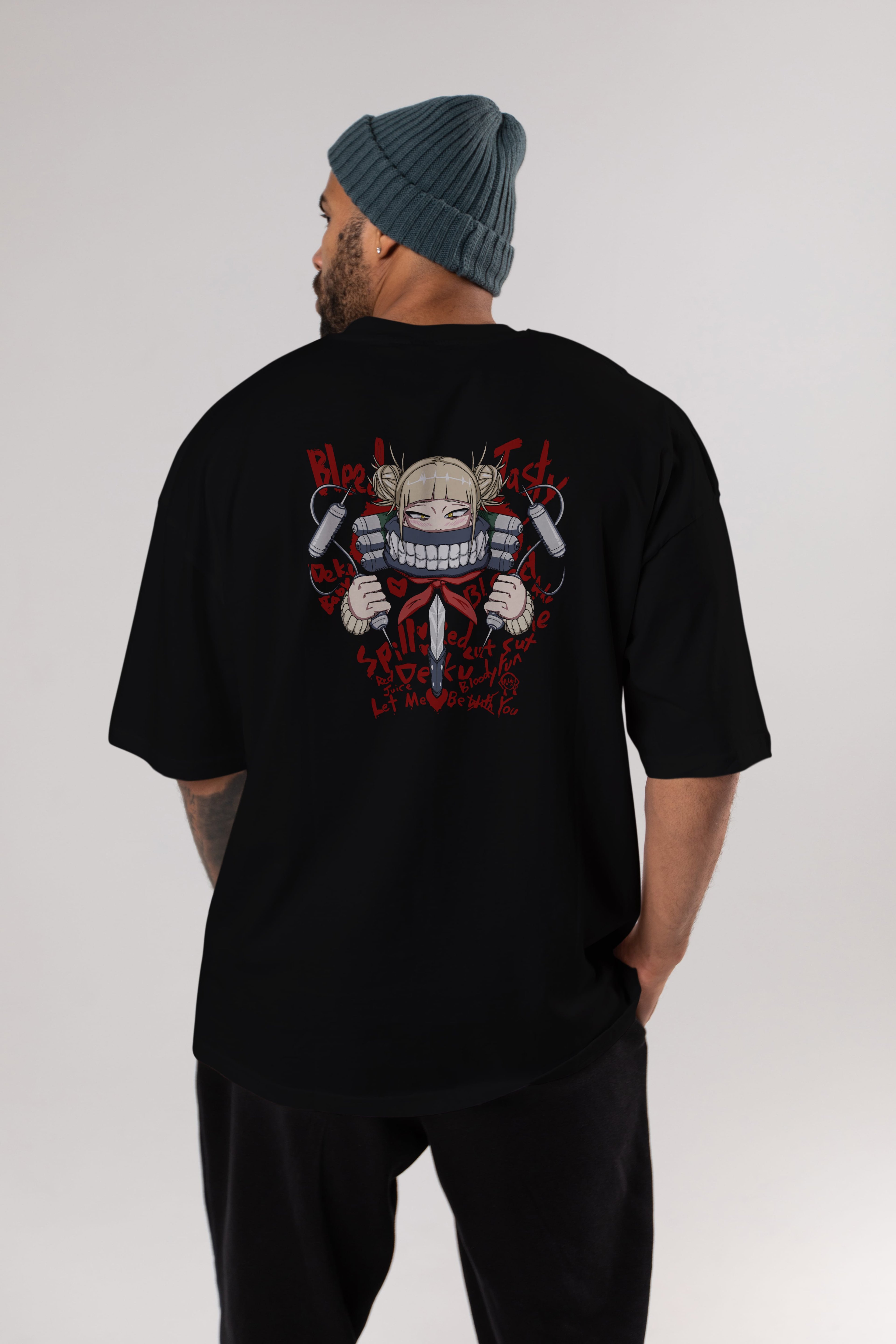 Himiko Toga 1 Anime Arka Baskılı Oversize t-shirt Erkek Kadın Unisex