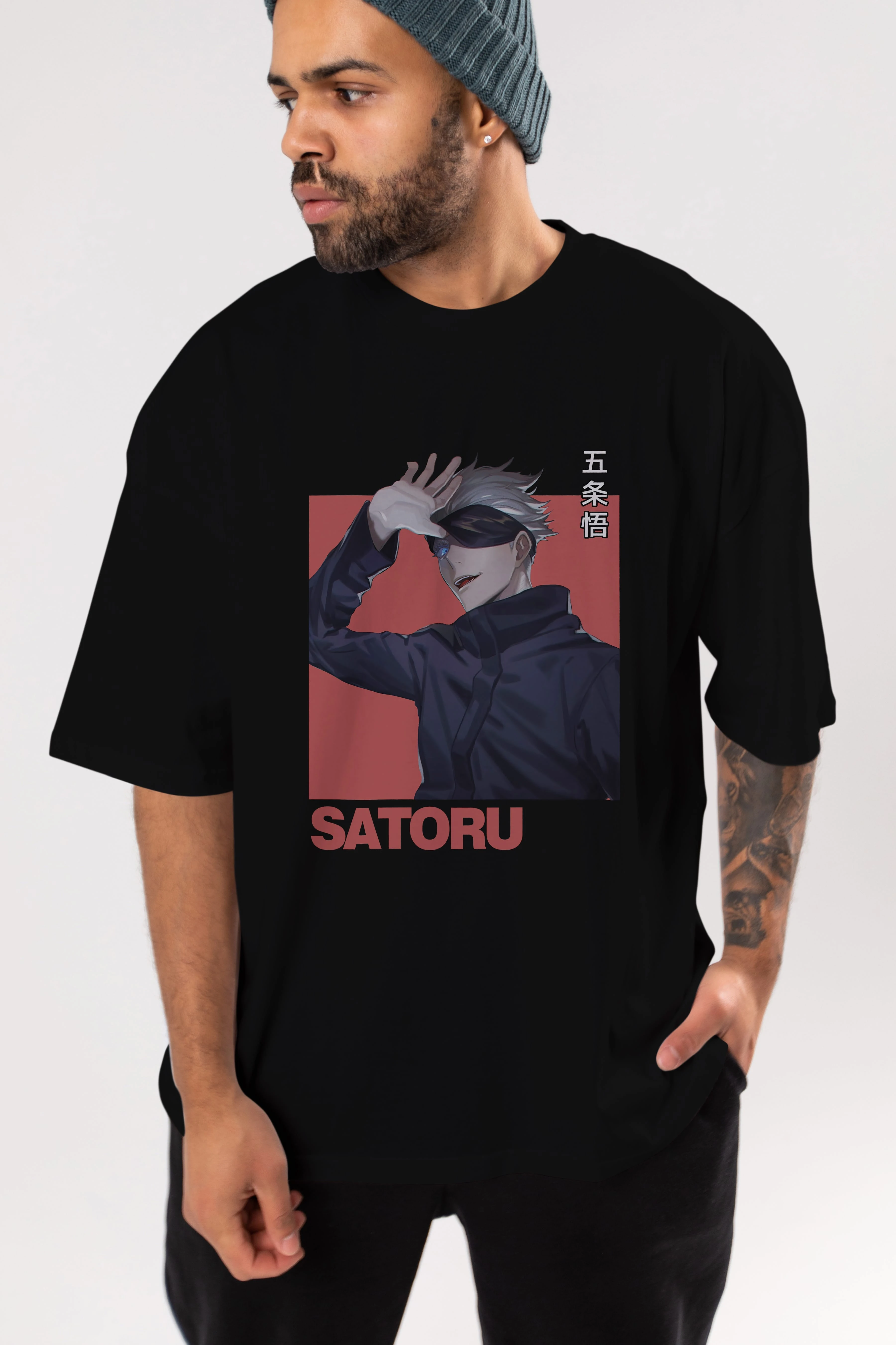 SATORU GOJO 2 Anime Ön Baskılı Oversize t-shirt %100 pamuk Erkek Kadın Unisex