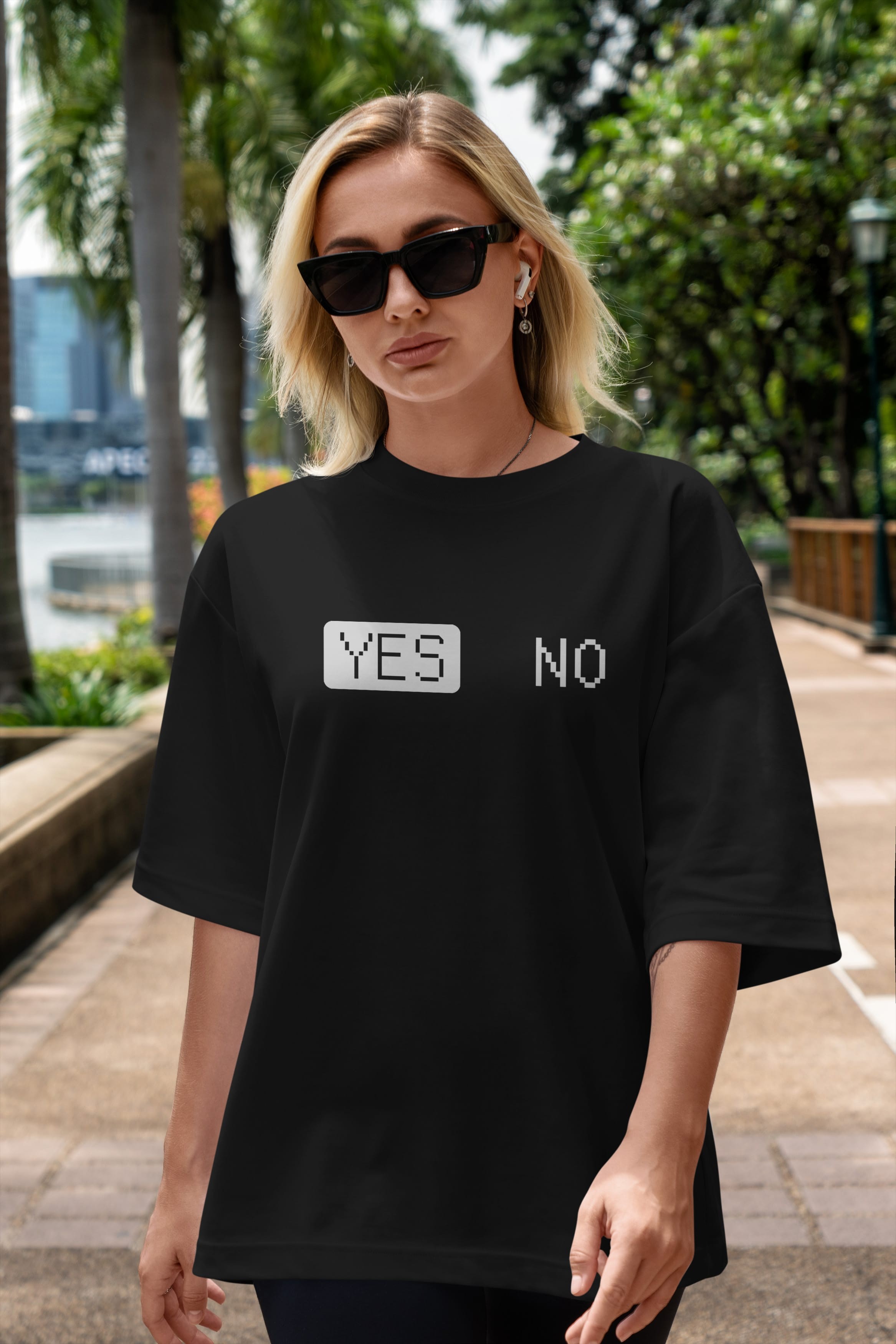 Yes No Ön Baskılı Oversize t-shirt %100 pamuk Erkek Kadın Unisex