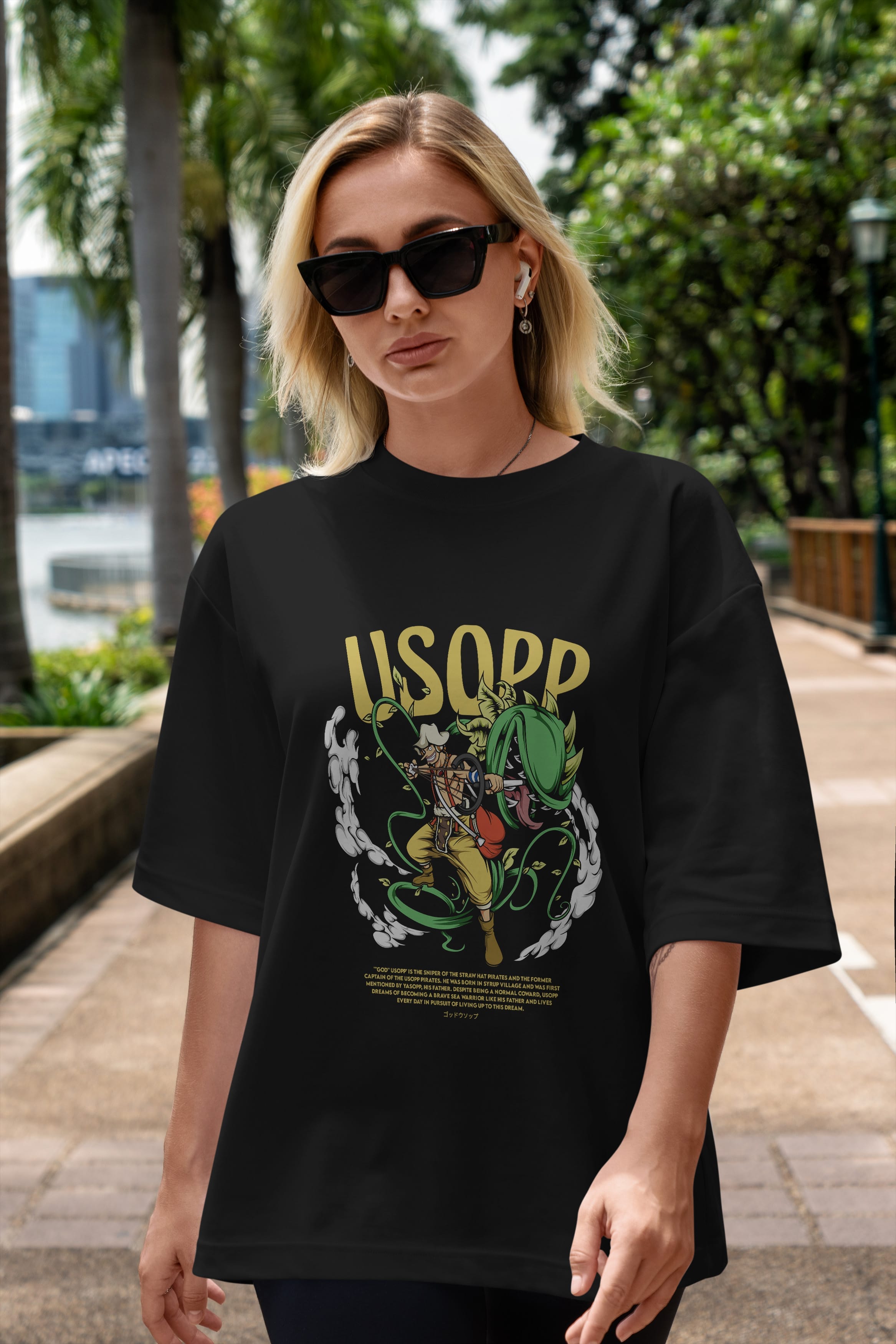 Usopp Anime Ön Baskılı Oversize t-shirt %100 pamuk Erkek Kadın Unisex
