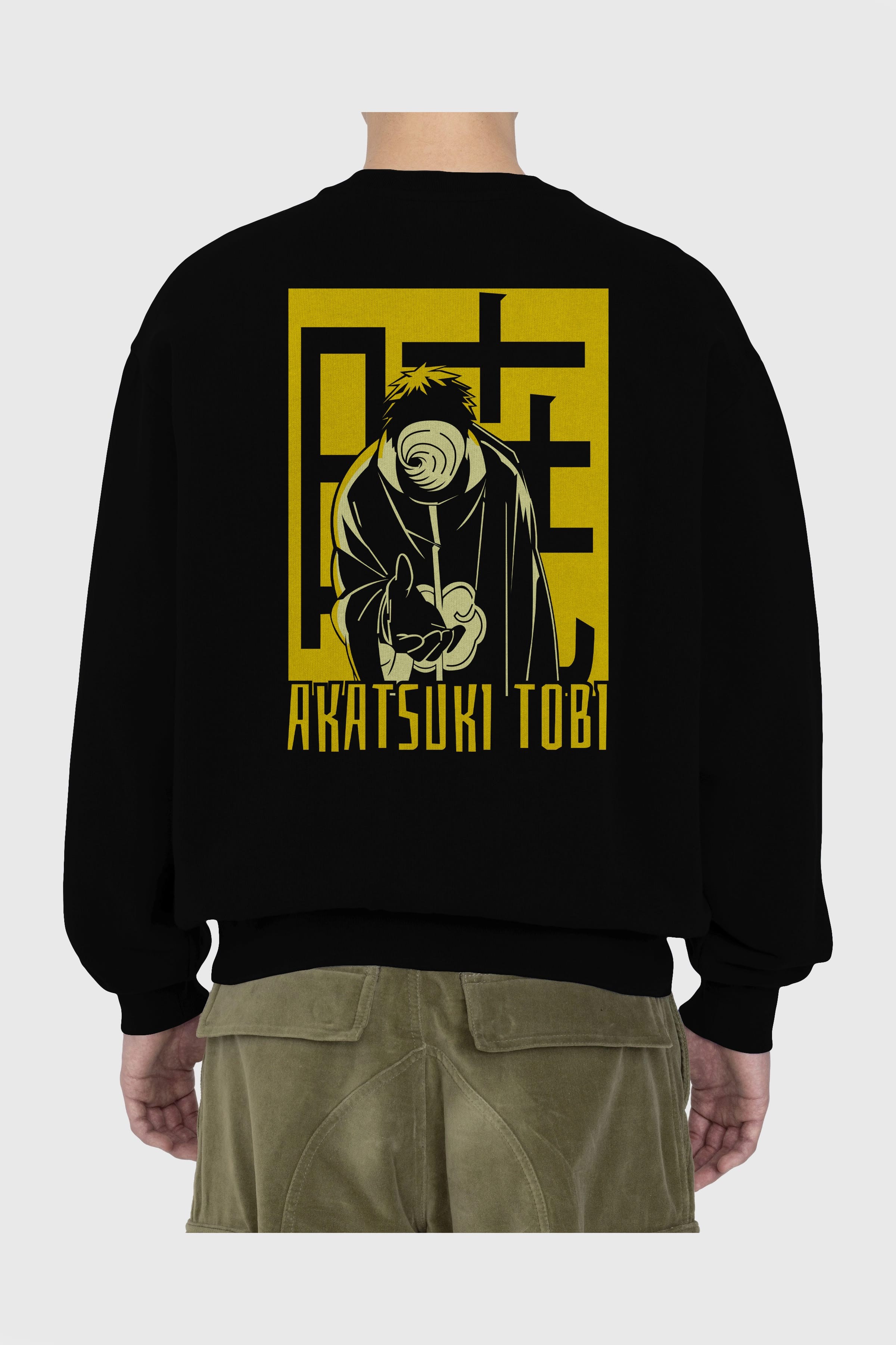 AKATSUKI OBITO NARUTO Anime Arka Baskılı Oversize Sweatshirt Erkek Kadın Unisex