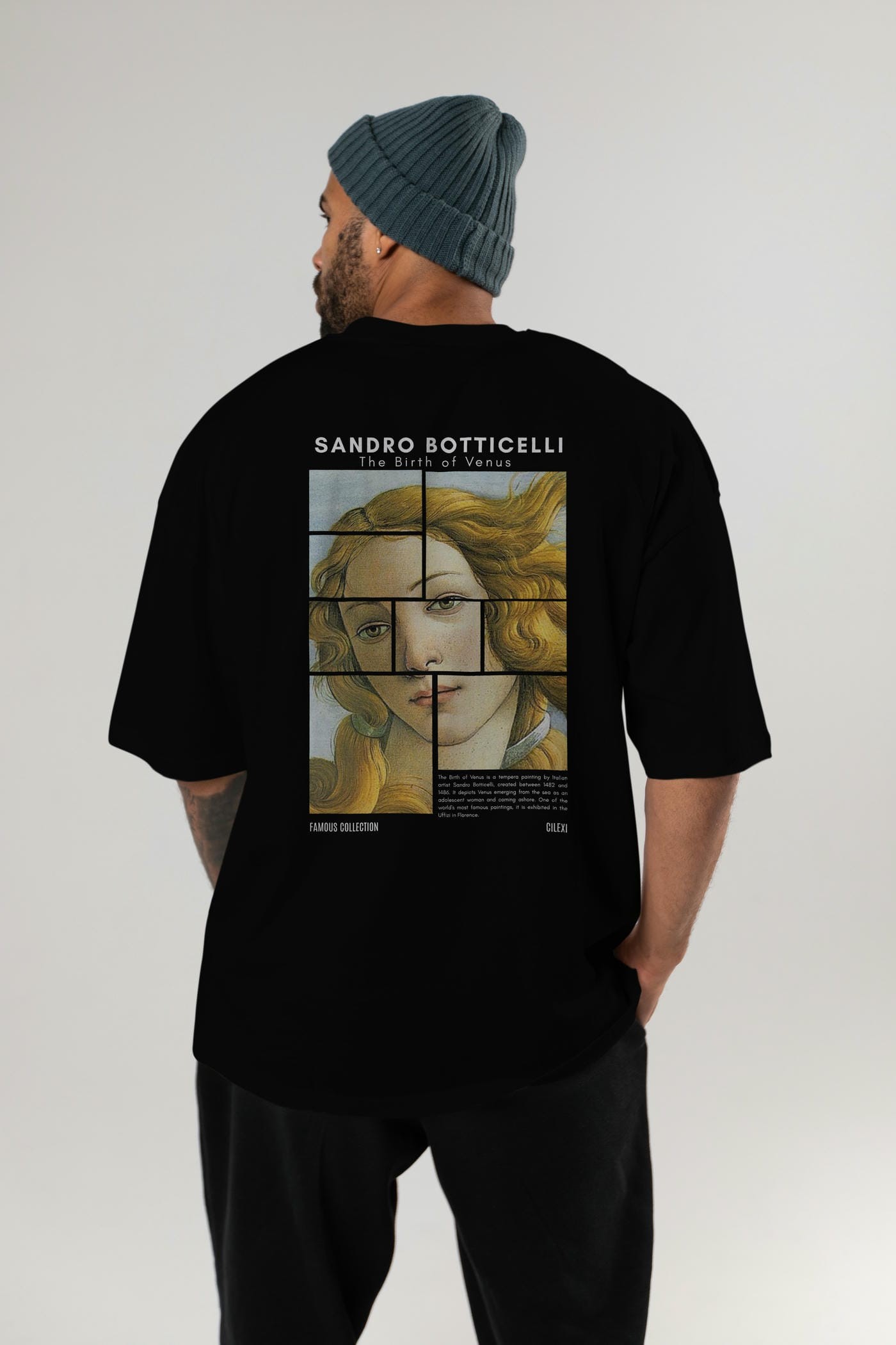 Sandro Botticelli Arka Baskılı Oversize t-shirt Erkek Kadın Bisiklet Yaka Pamuk tişort