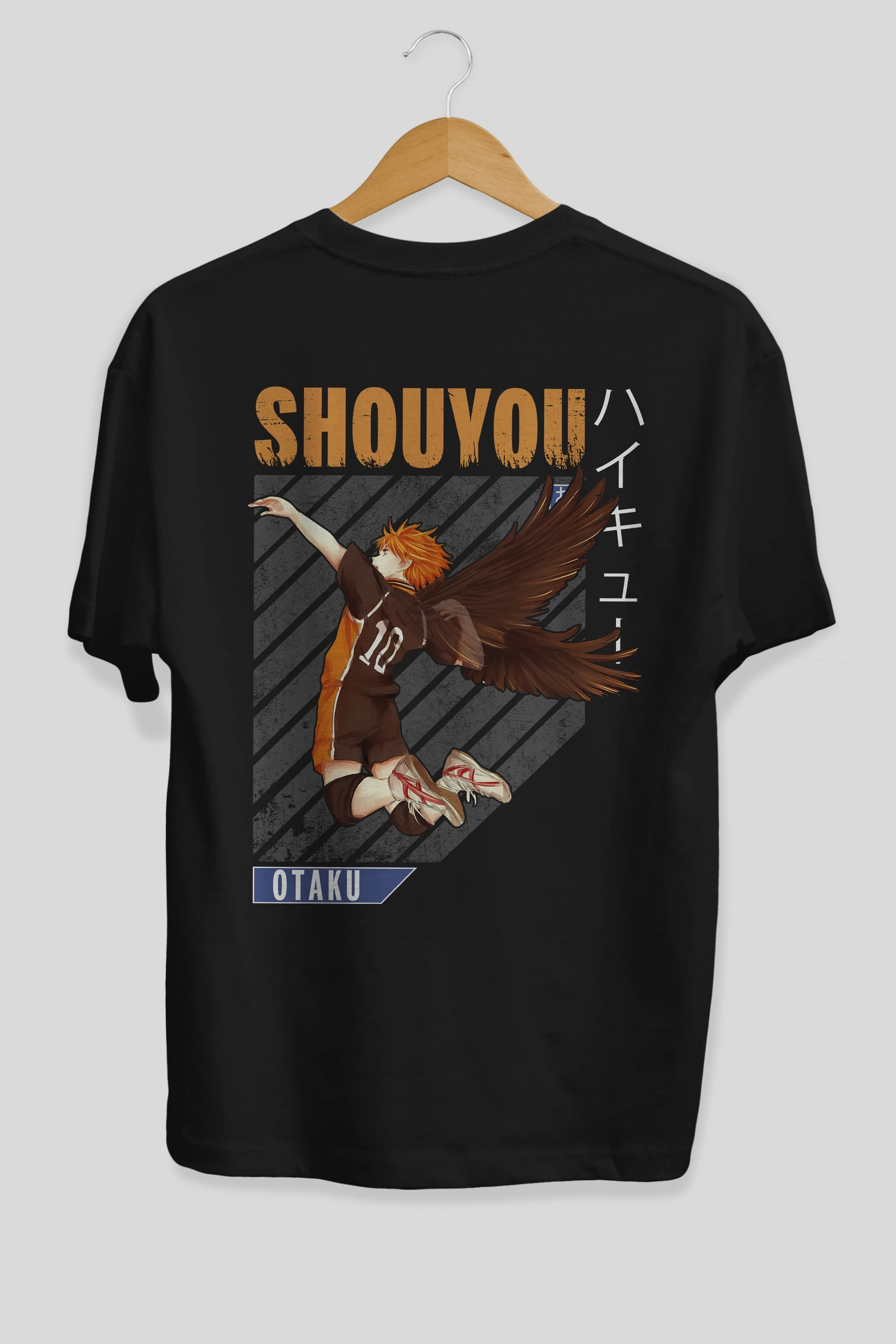 Shouyou Hinata 10 Anime Arka Baskılı Oversize t-shirt Erkek Kadın Unisex