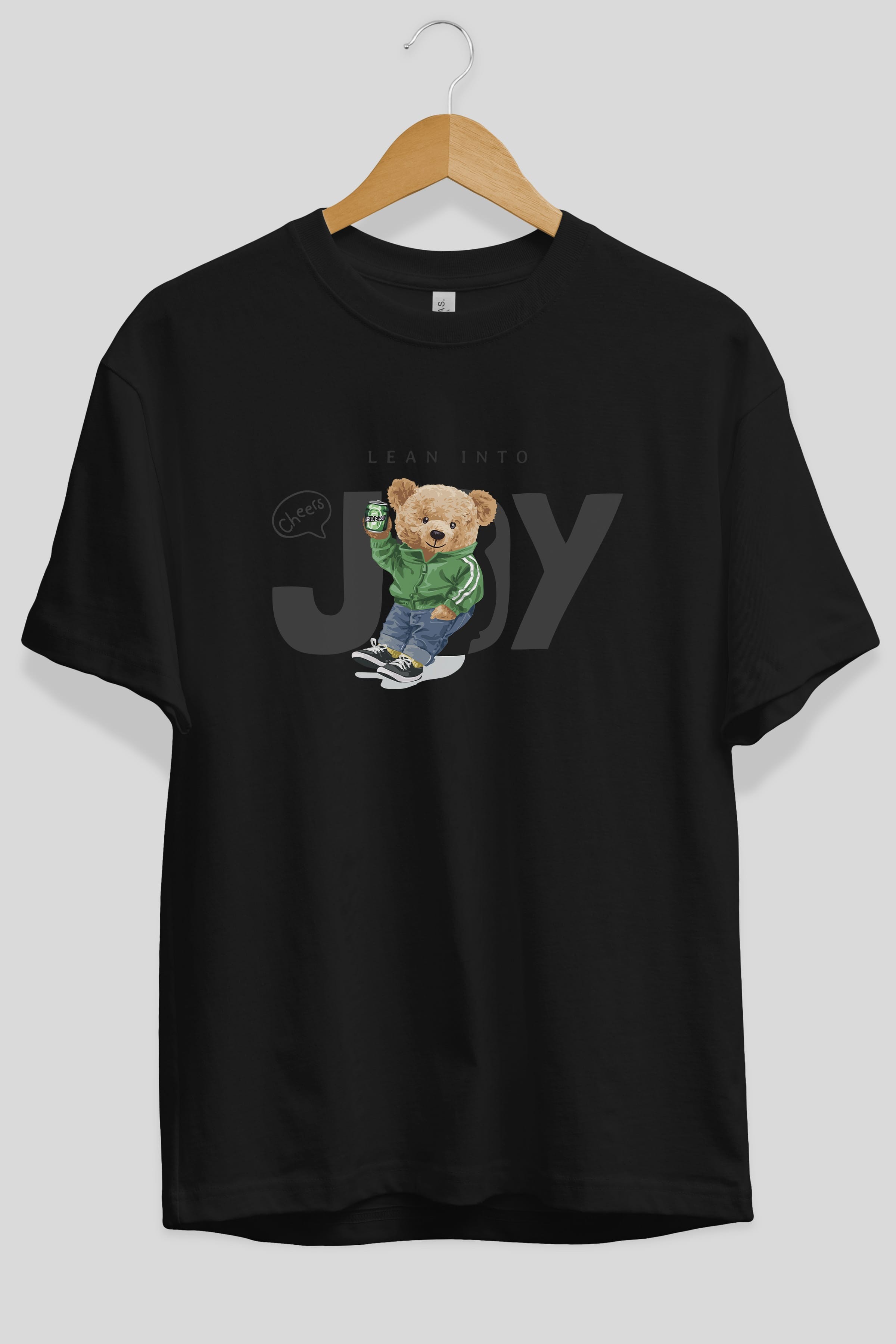 Teddy Bear Joy Ön Baskılı Oversize t-shirt Erkek Kadın Unisex %100 Pamuk