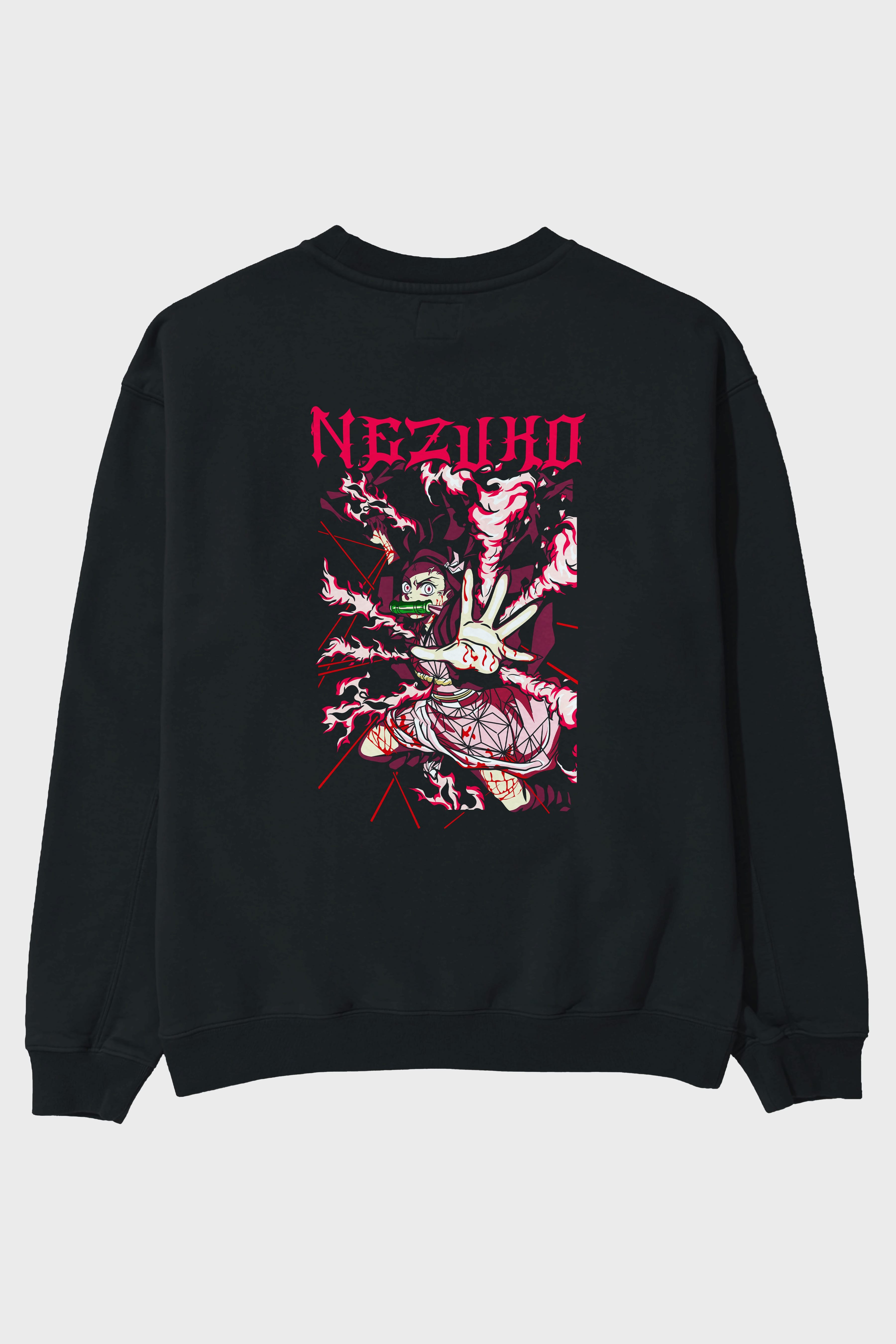 NEZUKO KAMADO Anime Arka Baskılı Oversize Sweatshirt Erkek Kadın Unisex