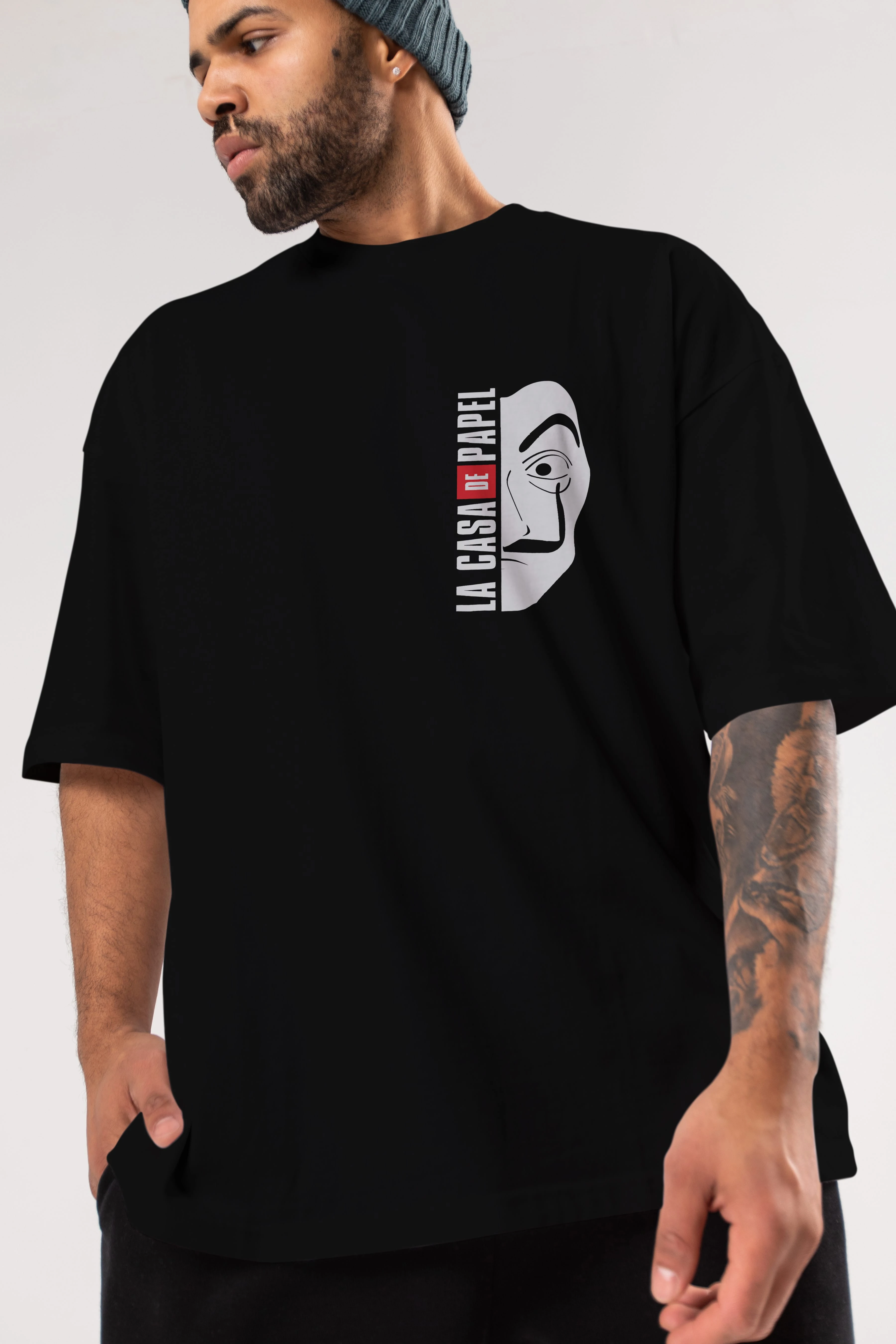 La Casa De Papel (3) Ön Sol Baskılı Oversize t-shirt Erkek Kadın Unisex %100 Pamuk Bisiklet Yaka tişort