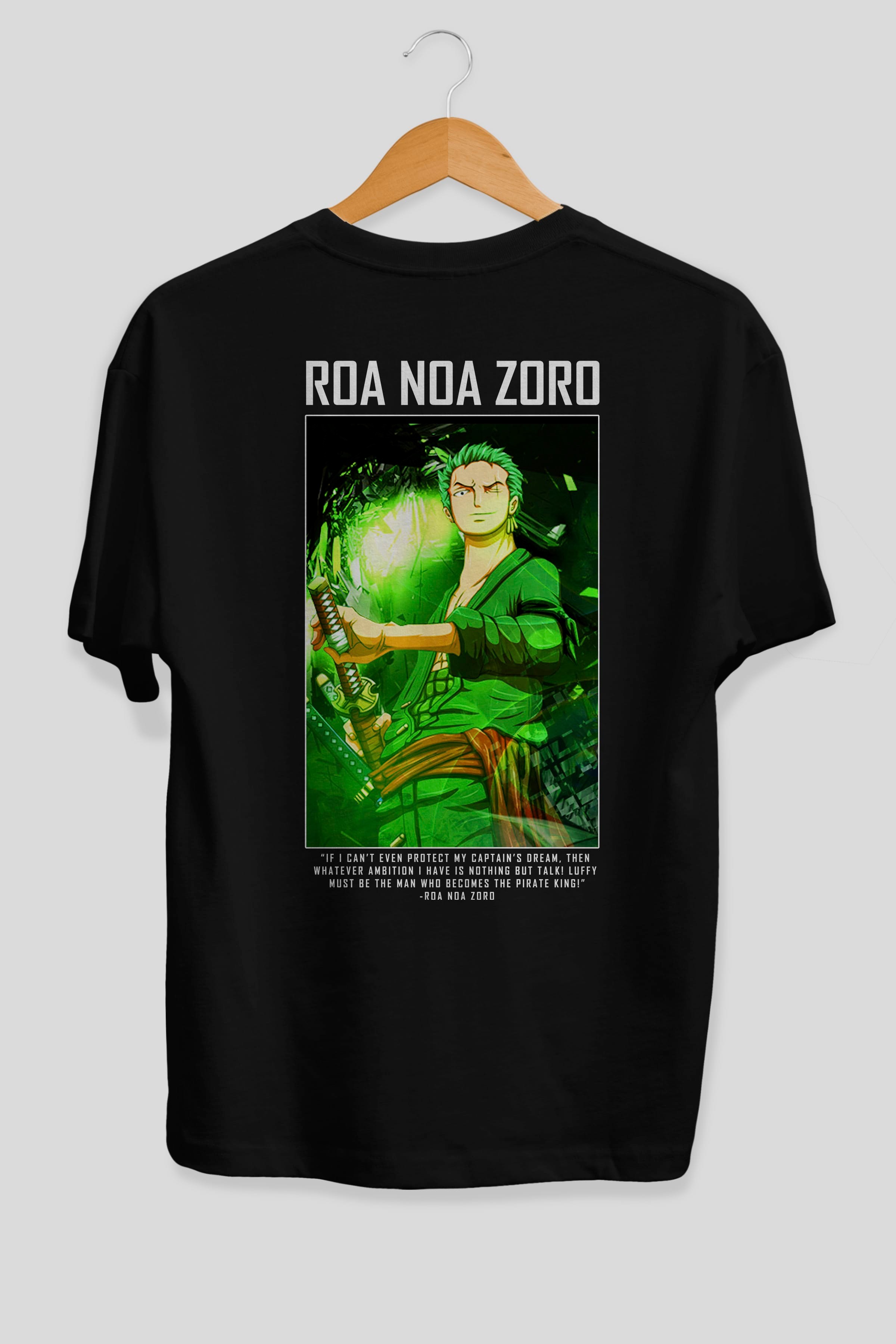 Roronoa Zoro 5 Anime Arka Baskılı Oversize t-shirt Erkek Kadın Unisex %100 pamuk tişort