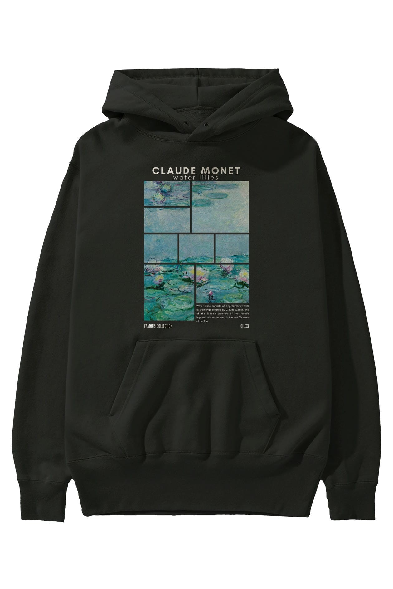 Claude Monet ön Baskılı Hoodie Oversize Kapüşonlu Sweatshirt Erkek Kadın