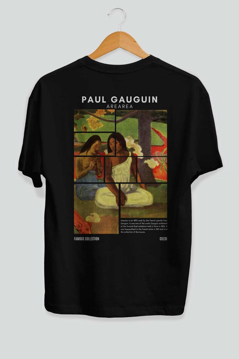 Paul Gauguin Arearea Arka Baskılı Oversize t-shirt Erkek Kadın Bisiklet Yaka Pamuk tişort