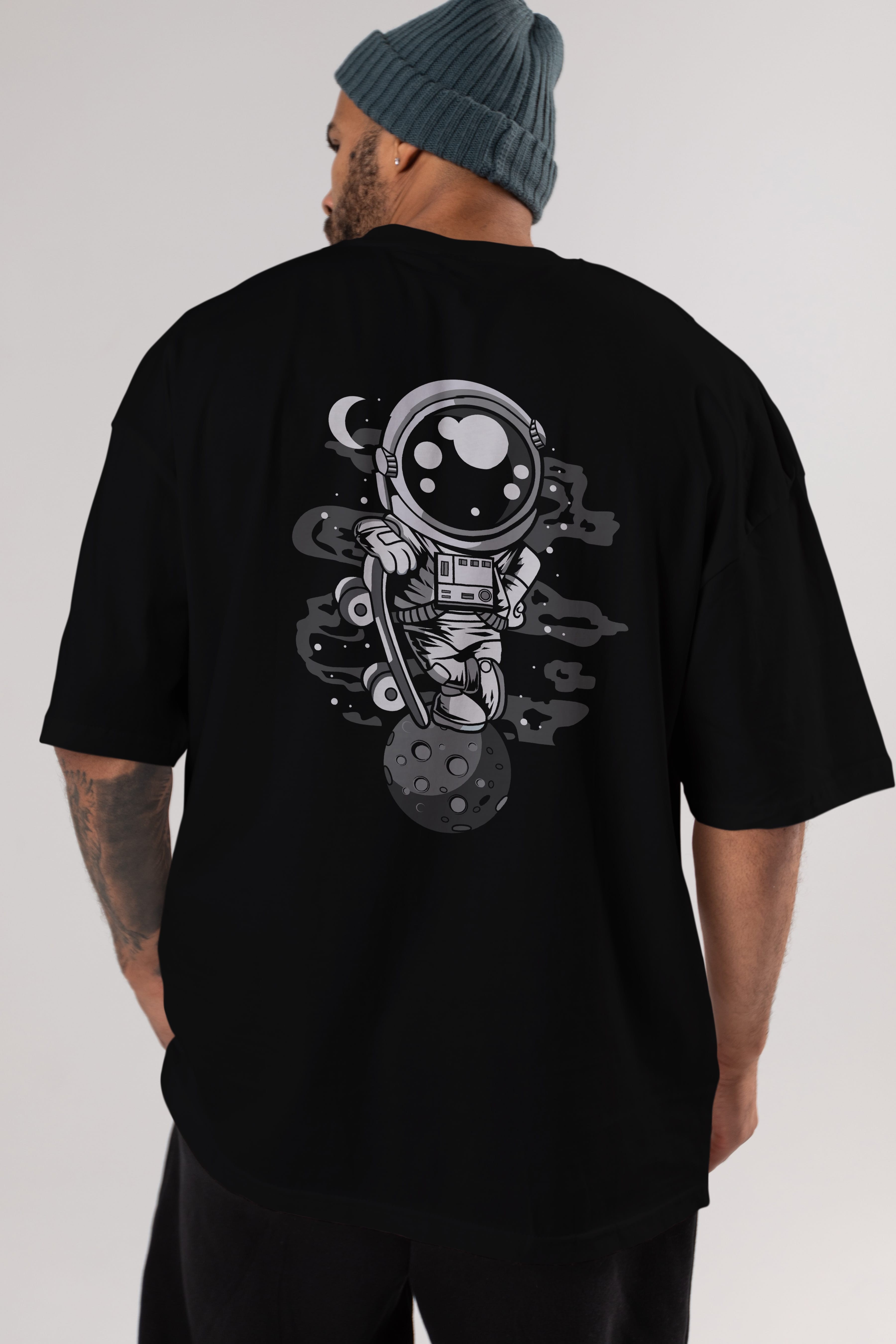 Astronaut Skater Boy Arka Baskılı Oversize t-shirt Erkek Kadın Unisex