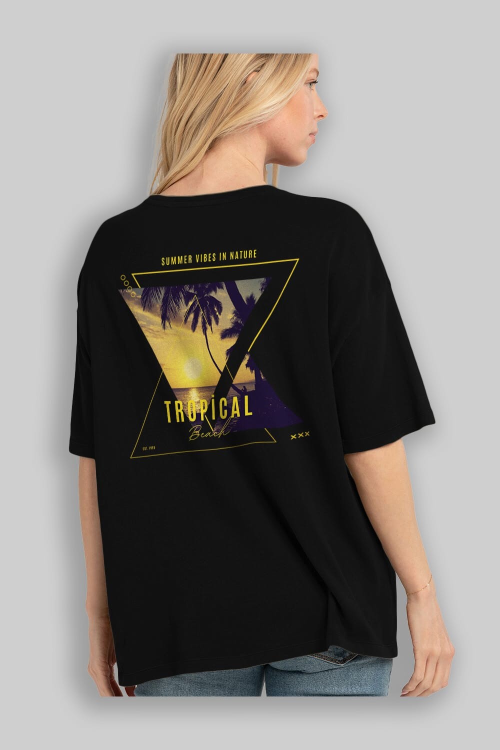 Summer Vibes Yazılı Arka Baskılı Oversize t-shirt Erkek Kadın Unisex