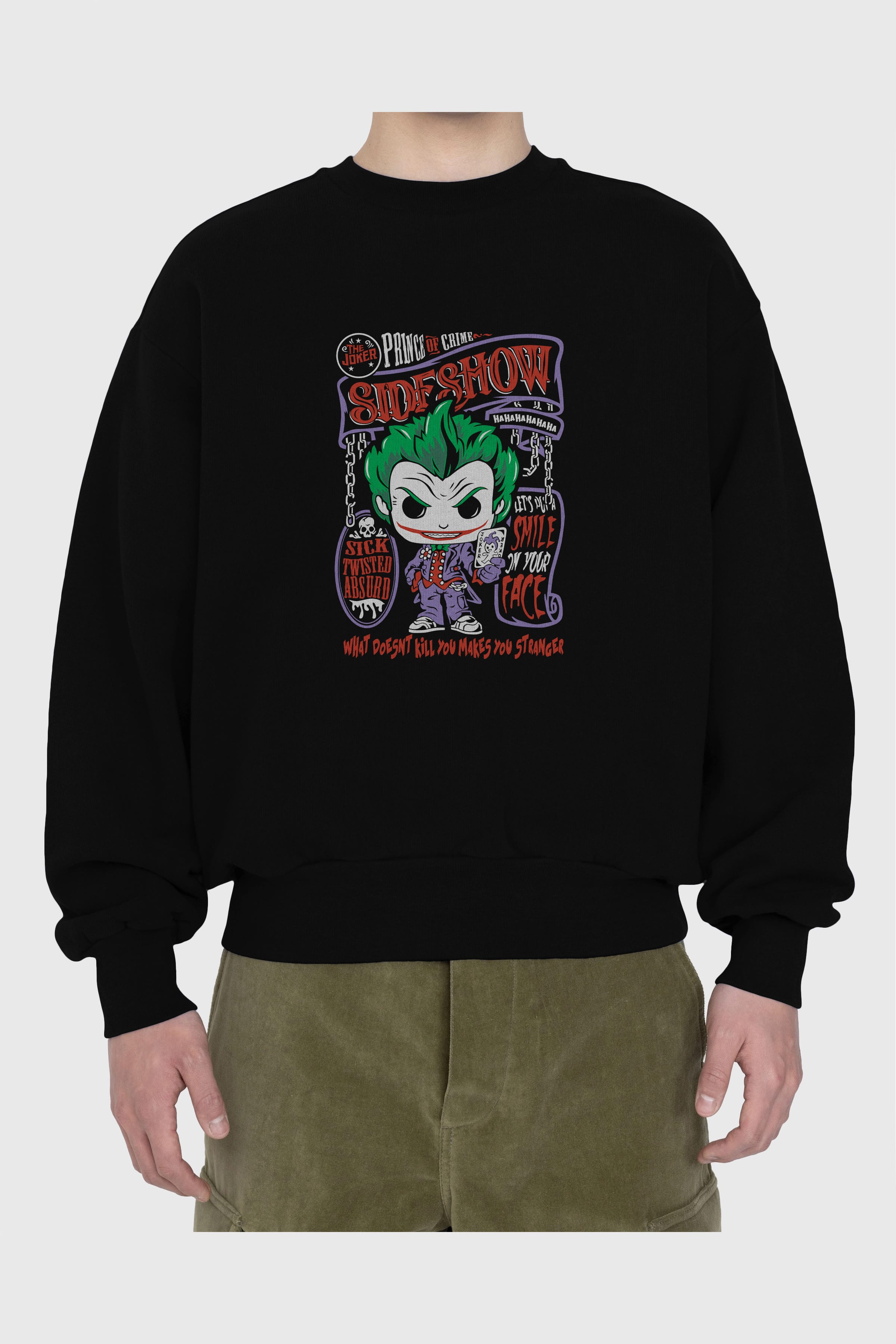 Joker (4) Ön Baskılı Oversize Sweatshirt Erkek Kadın Unisex