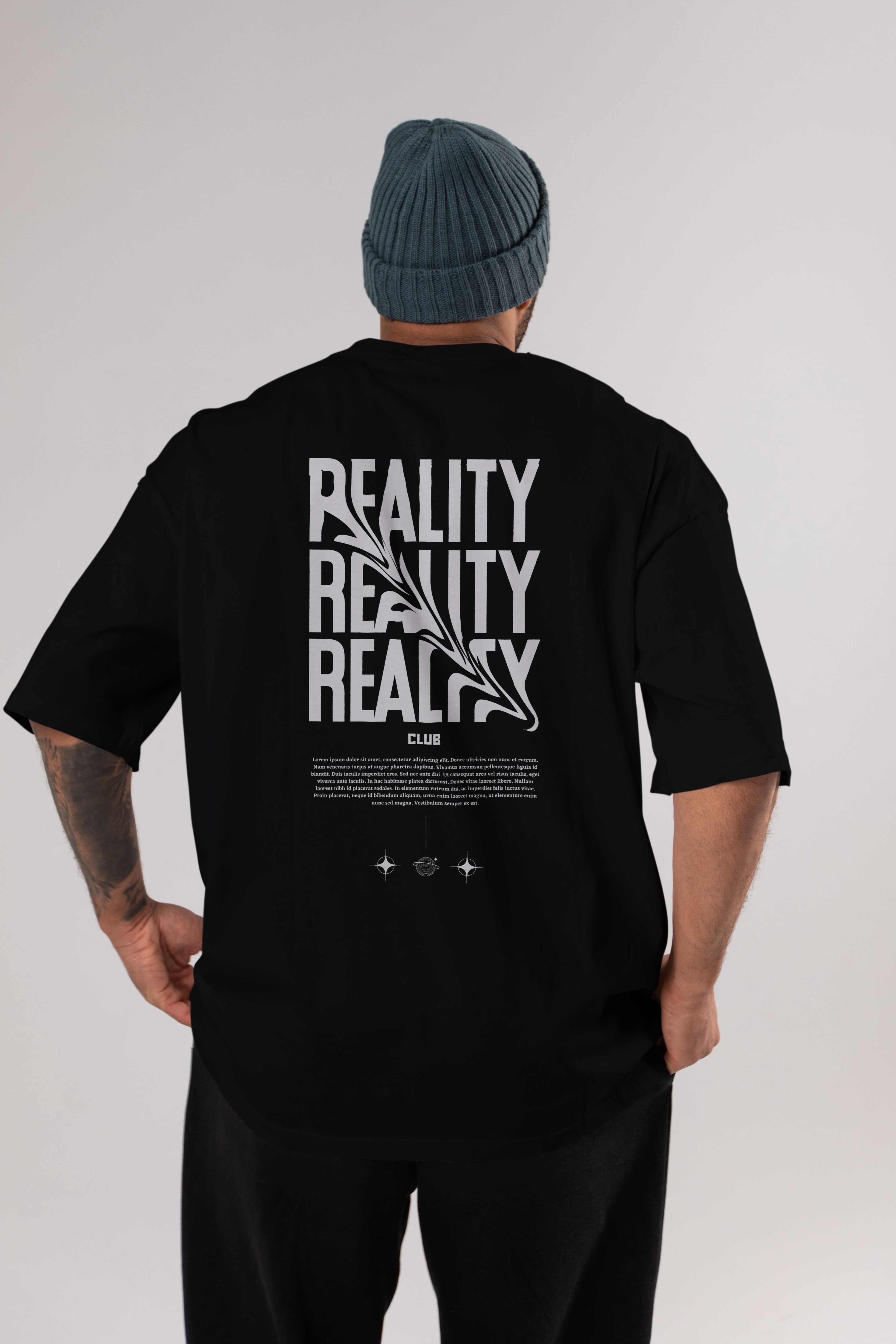 Reality Yazılı Arka Baskılı Oversize t-shirt Erkek Kadın Unisex