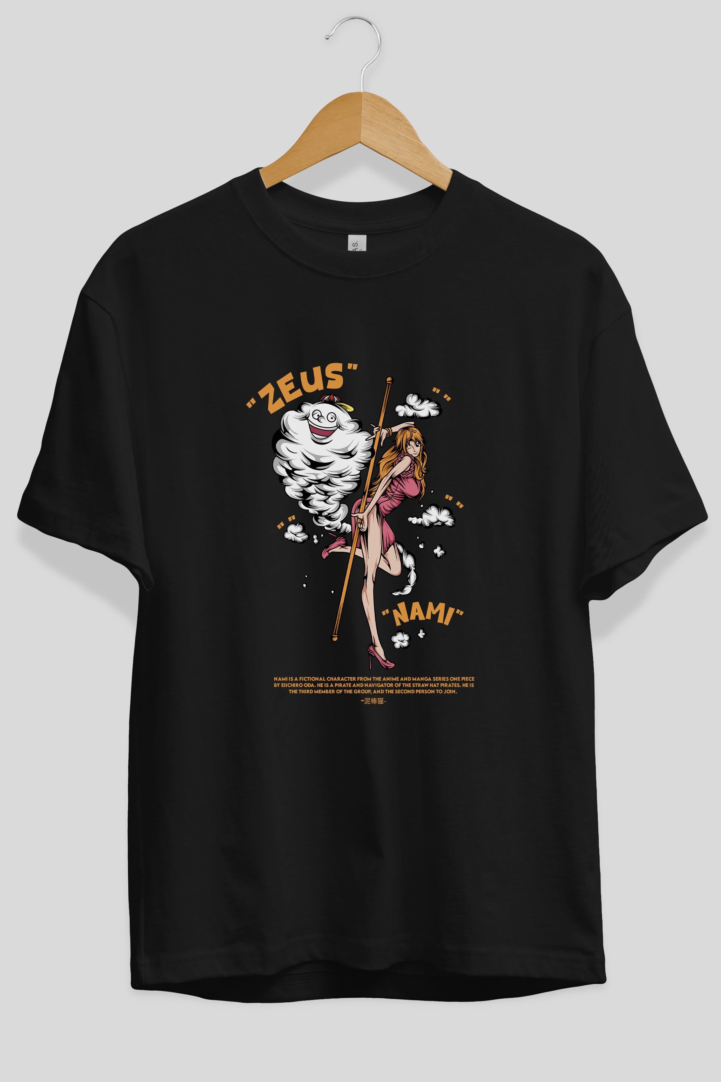Zeus Nami Anime Ön Baskılı Oversize t-shirt %100 pamuk Erkek Kadın Unisex