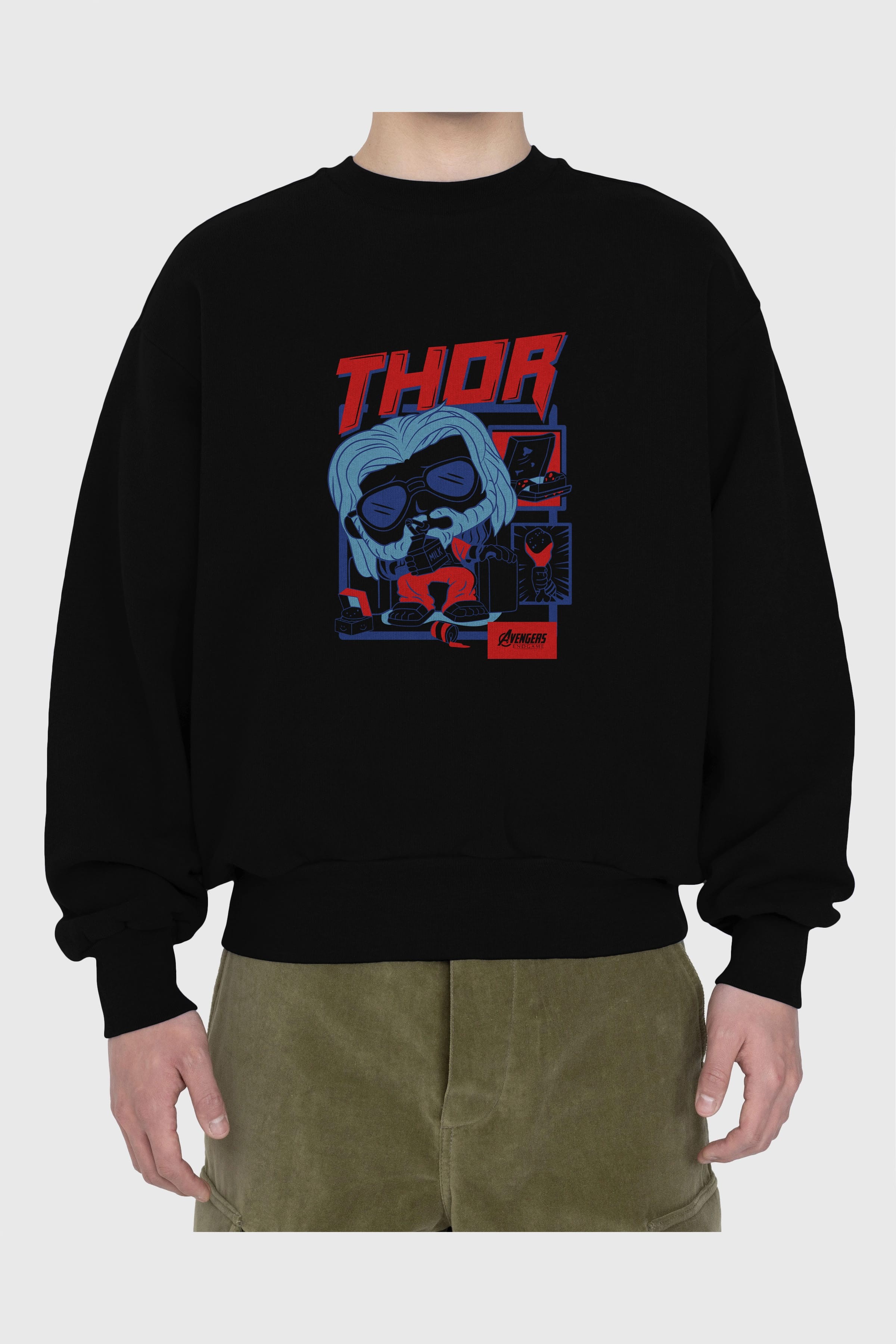 Thor Ön Baskılı Oversize Sweatshirt Erkek Kadın Unisex