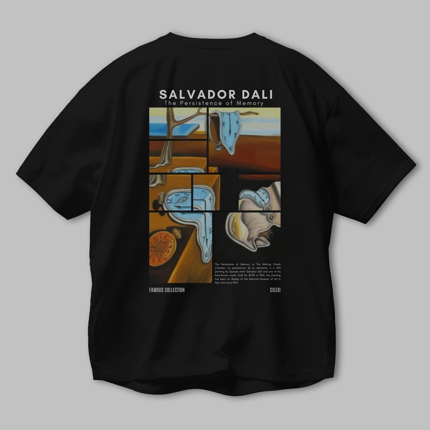 Salvador Dali Arka Baskılı Oversize t-shirt Erkek Kadın Bisiklet Yaka Pamuk tişort