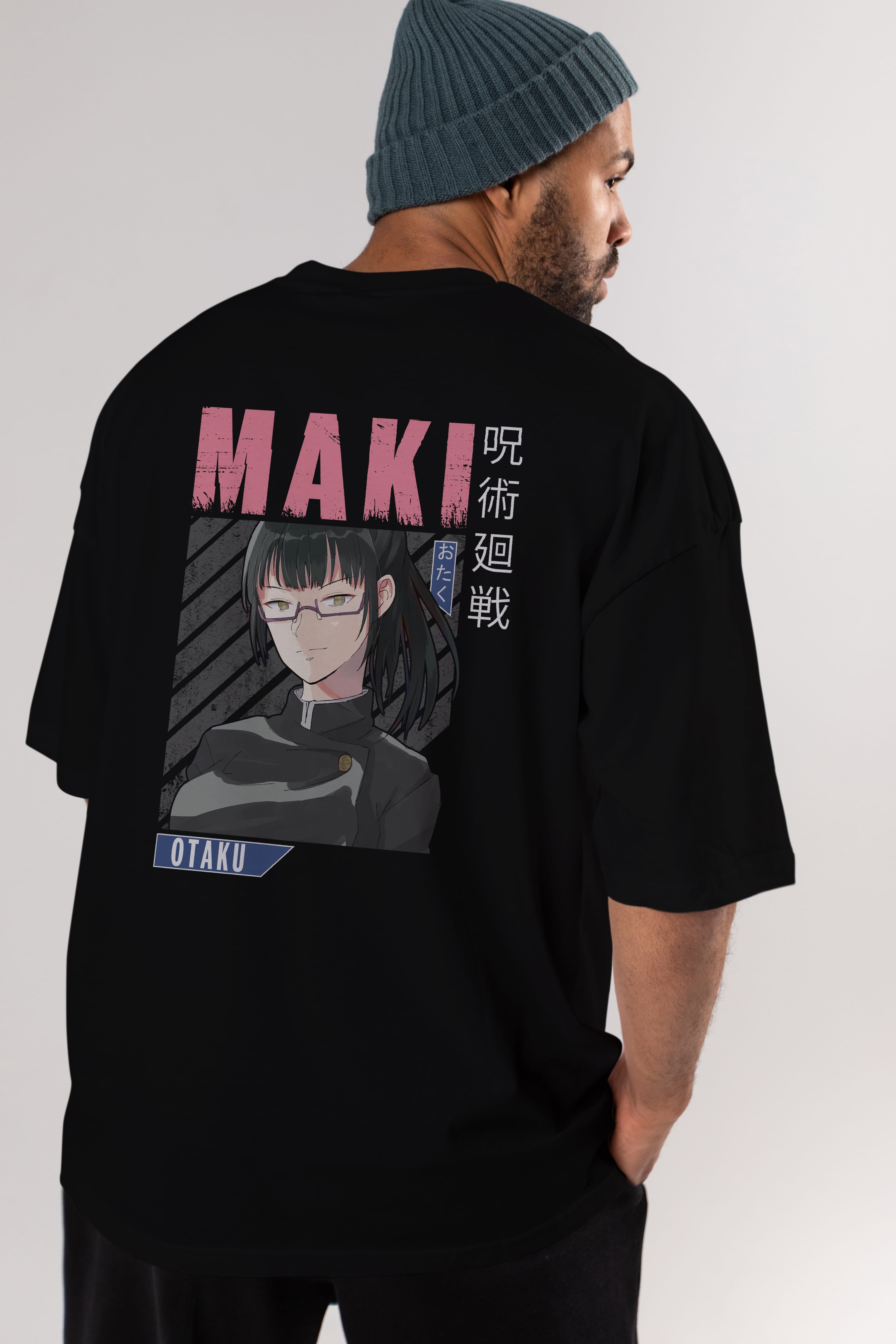 Maki Zenin CHAINSAWMAN 1 Anime Arka Baskılı Oversize t-shirt Erkek Kadın Unisex