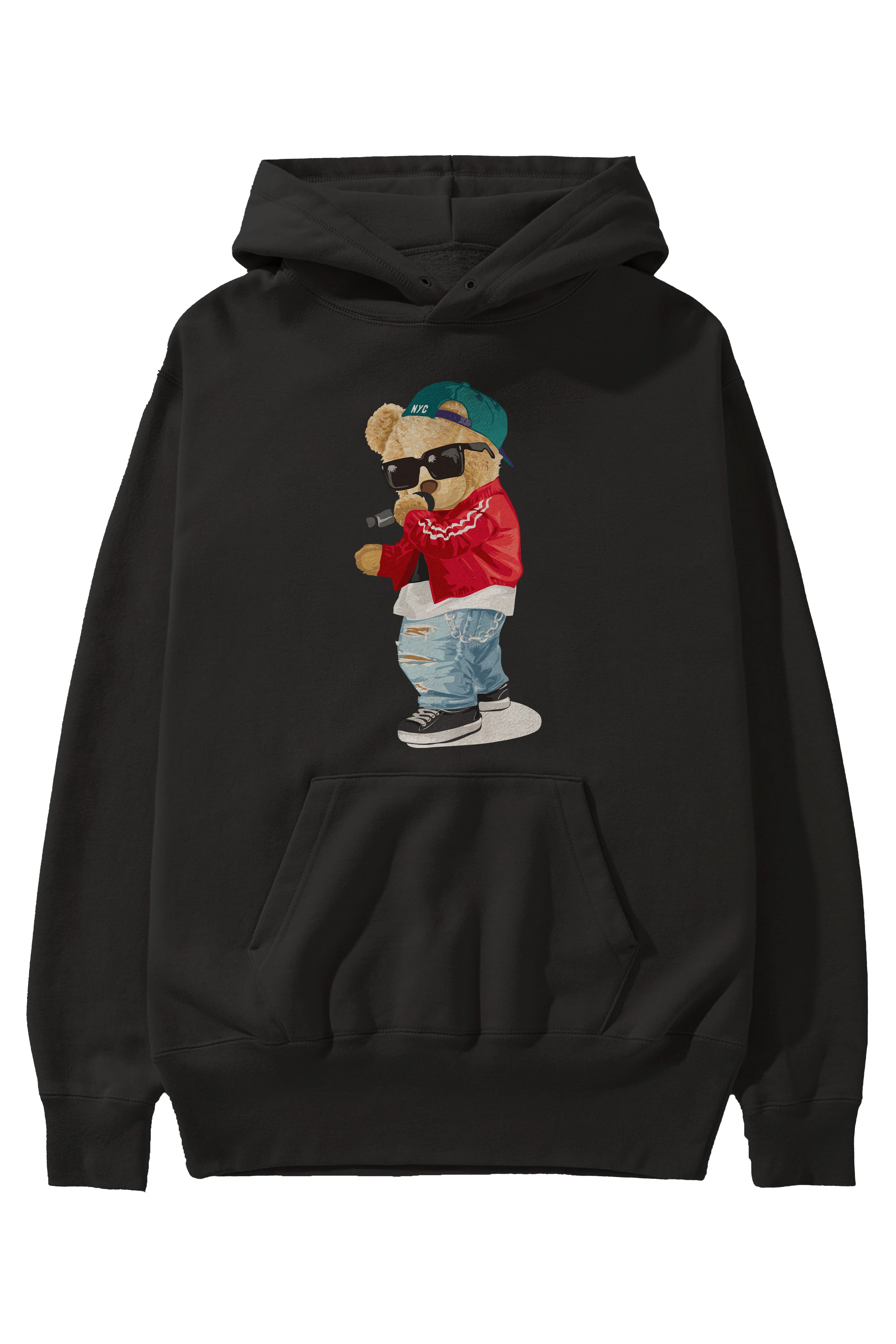 Teddy Bear Şarkıcı Ön Baskılı Hoodie Oversize Kapüşonlu Sweatshirt Erkek Kadın Unisex