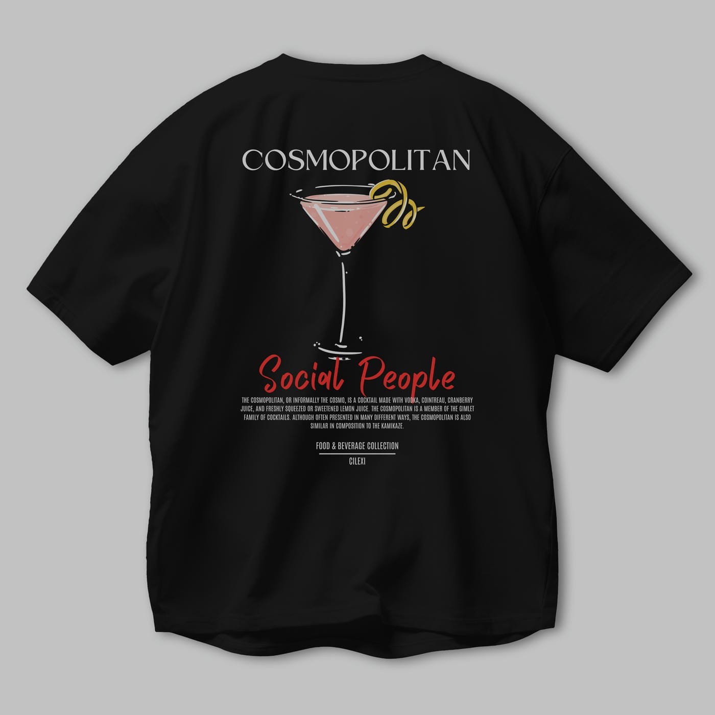 Cosmopolıtan Kokteyl Serisi Baskılı Oversize t-shirt Erkek Kadın Unisex %100 Pamuk Bisiklet Yaka tişort