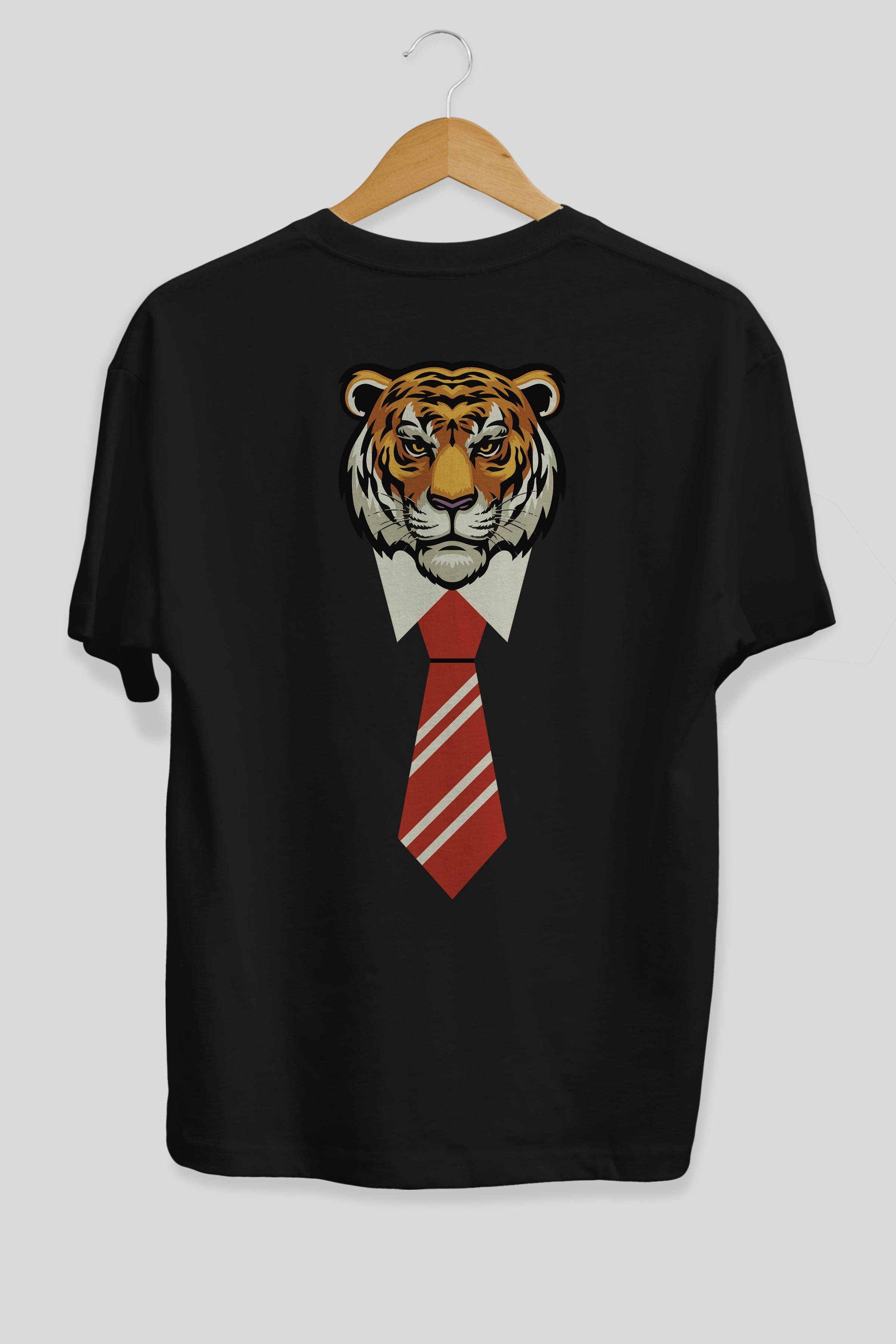 Tiger With Tie Arka Baskılı Oversize t-shirt Erkek Kadın Unisex