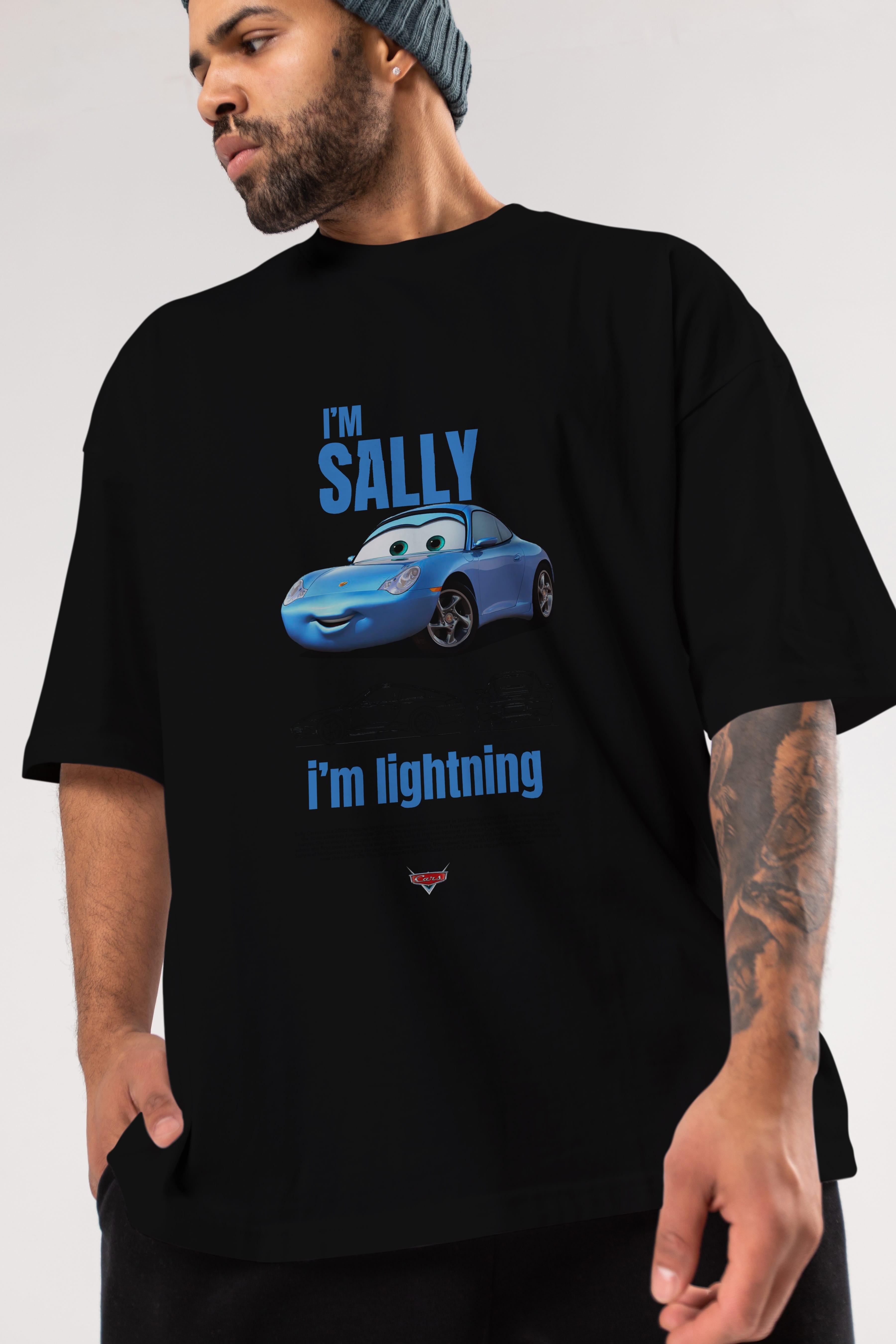 i am SALLY , i am lightning Ön Baskılı Oversize t-shirt Erkek Kadın Unisex %100 Pamuk Bisiklet Yaka tişort