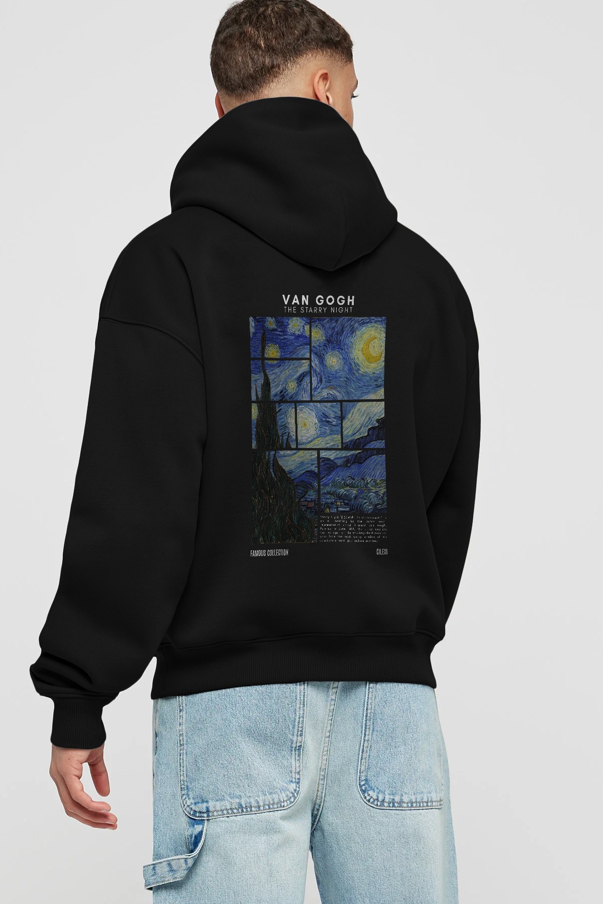 Van Gogh The Starry Night Arka Baskılı Hoodie Oversize Kapüşonlu Sweatshirt Erkek Kadın