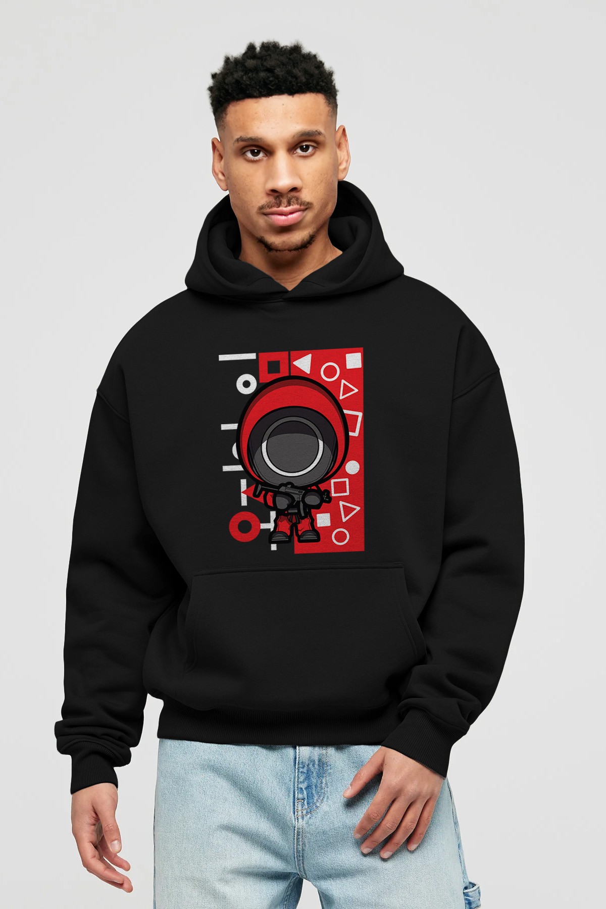 Squid Game (4) Ön Baskılı Hoodie Oversize Kapüşonlu Sweatshirt Erkek Kadın Unisex