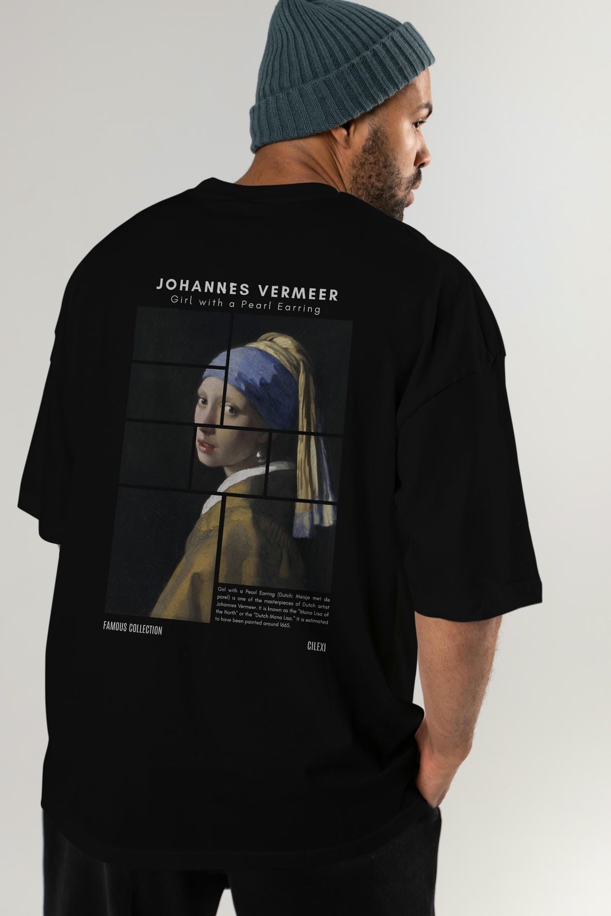 Johannes Vermeer Arka Baskılı Oversize t-shirt Erkek Kadın Bisiklet Yaka Pamuk tişort