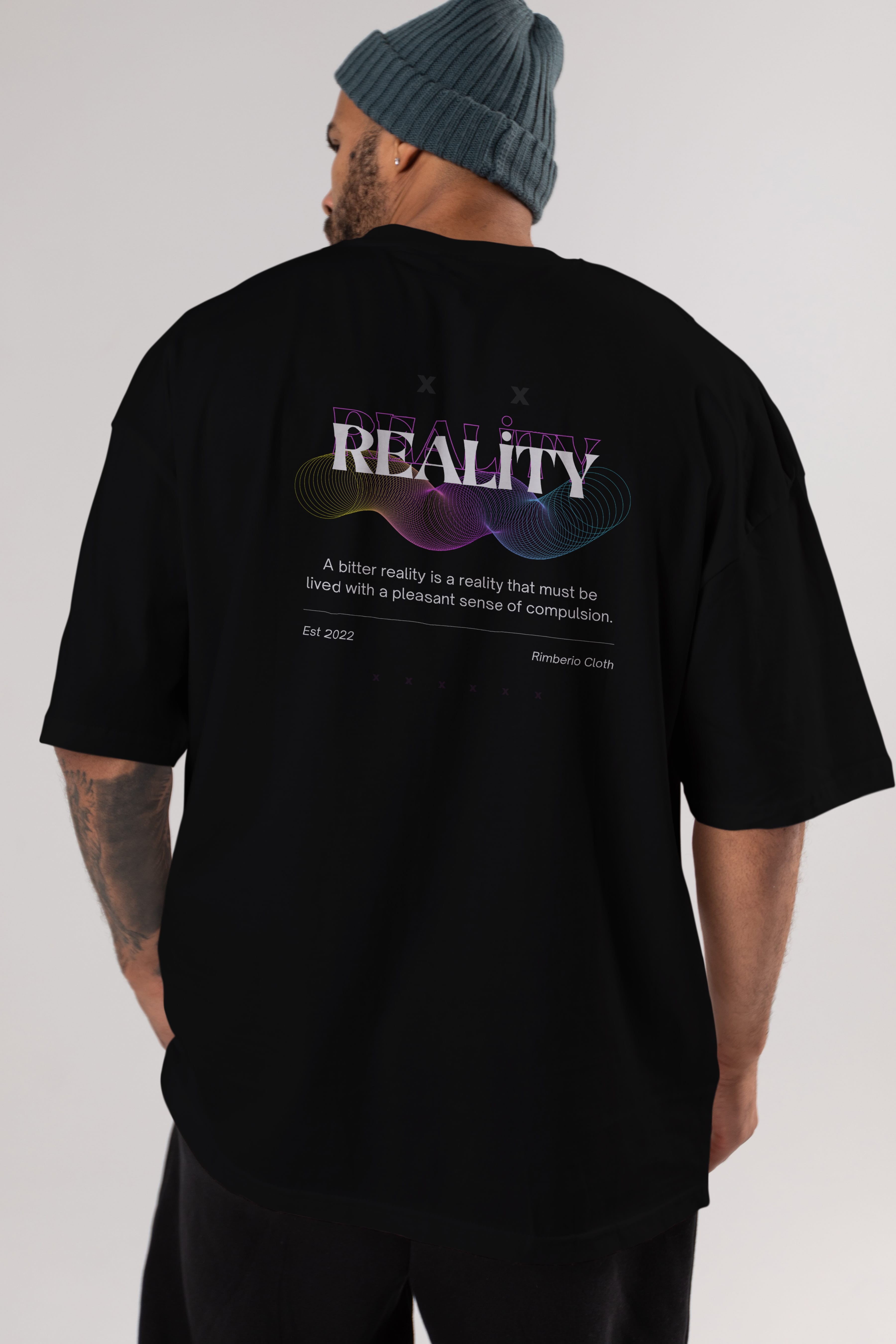 Reality 2 Arka Baskılı Oversize t-shirt Erkek Kadın Unisex