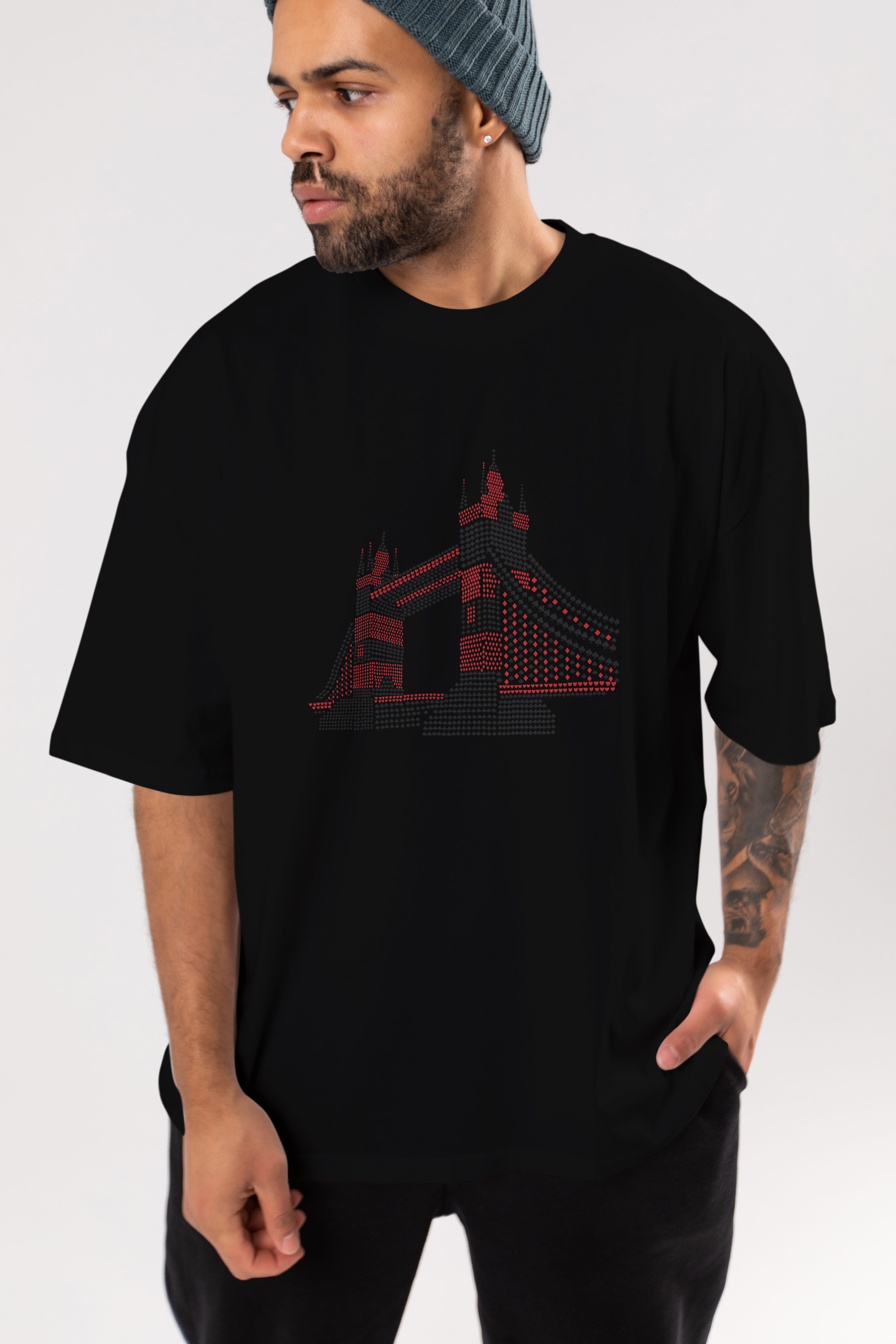 The Bridge Ön Baskılı Oversize t-shirt %100 pamuk Erkek Kadın Unisex