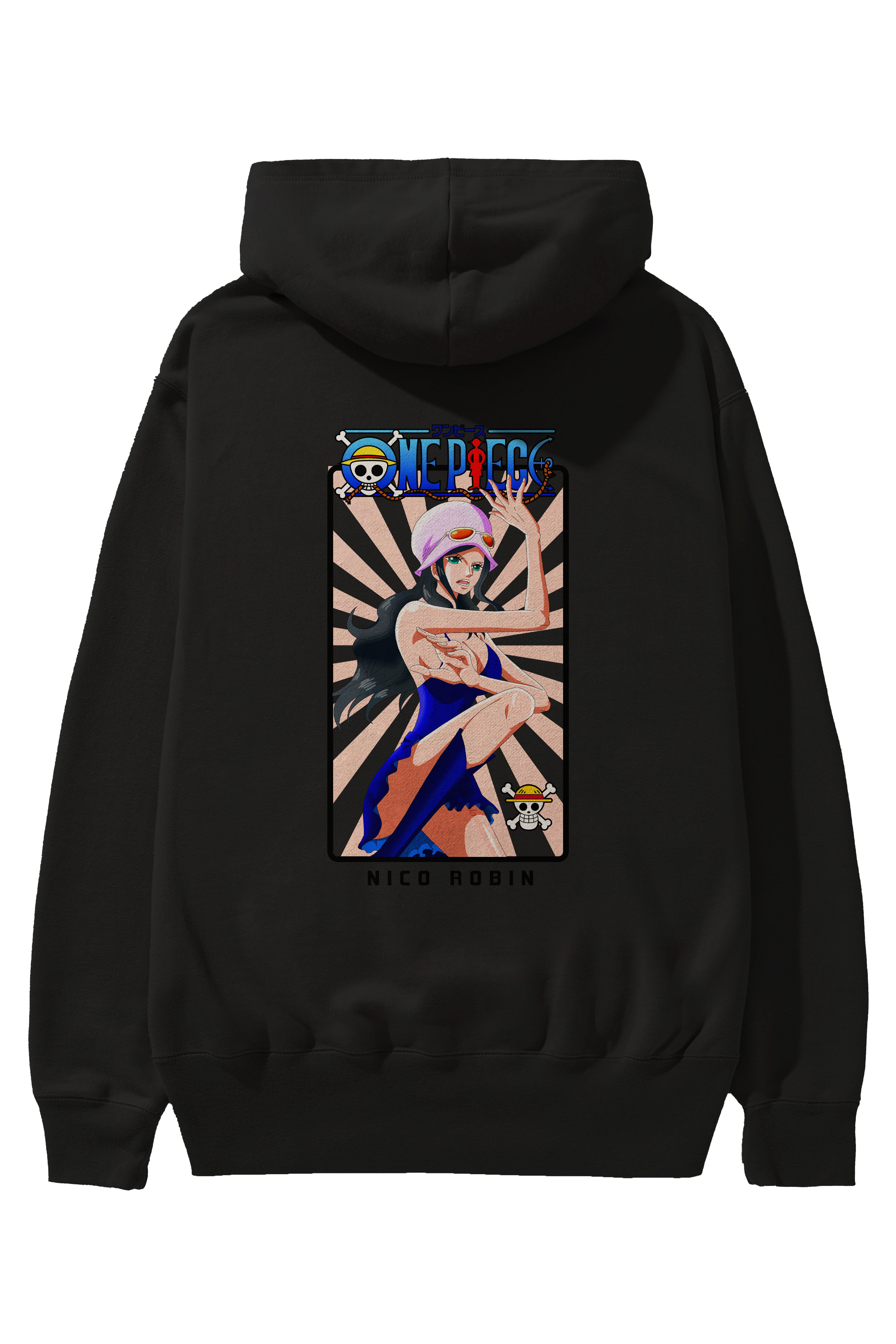 Nico Robin Anime Arka Baskılı Hoodie Oversize Kapüşonlu Sweatshirt Erkek Kadın Unisex