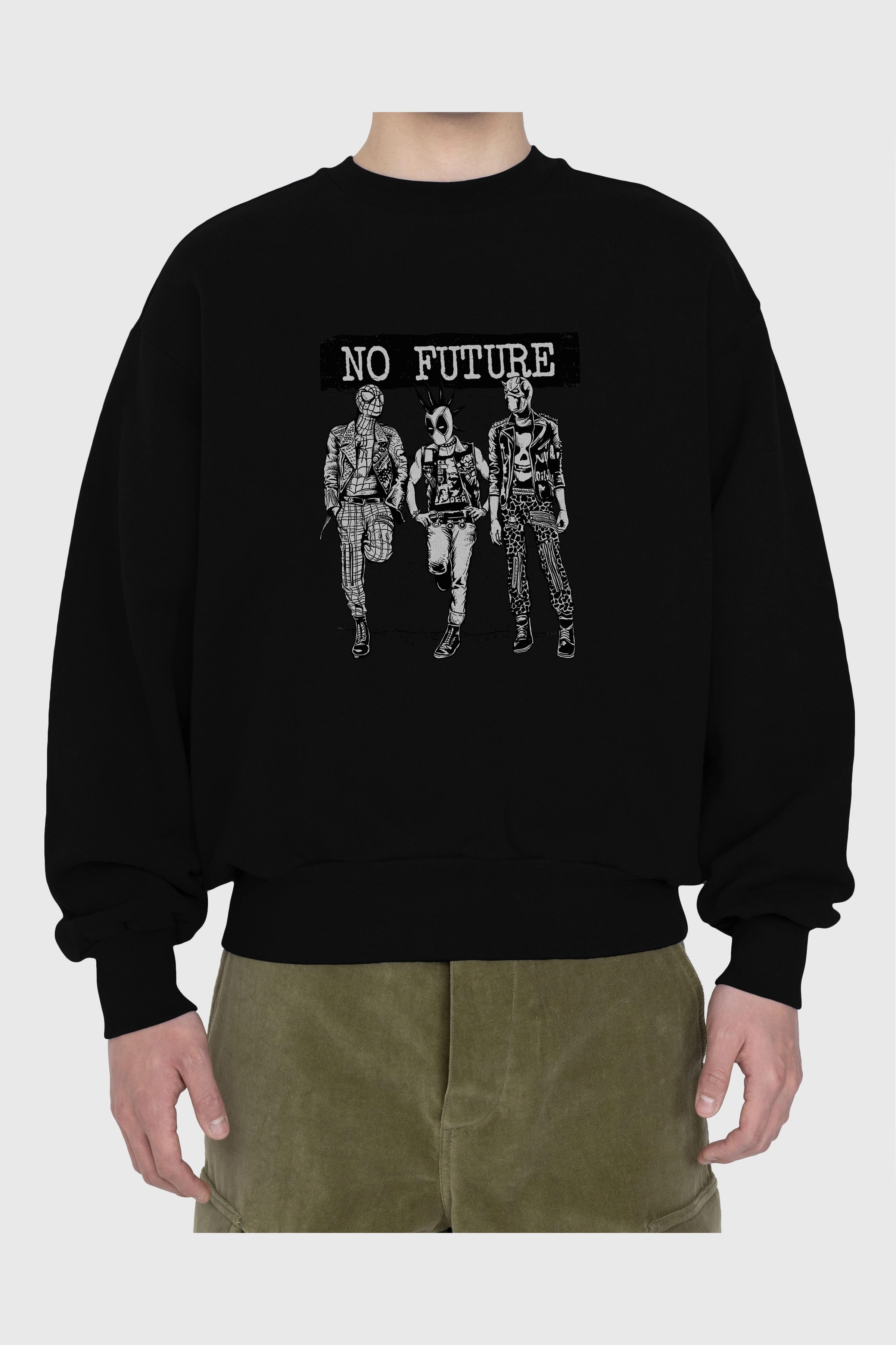 No Future Ön Baskılı Oversize Sweatshirt Erkek Kadın Unisex