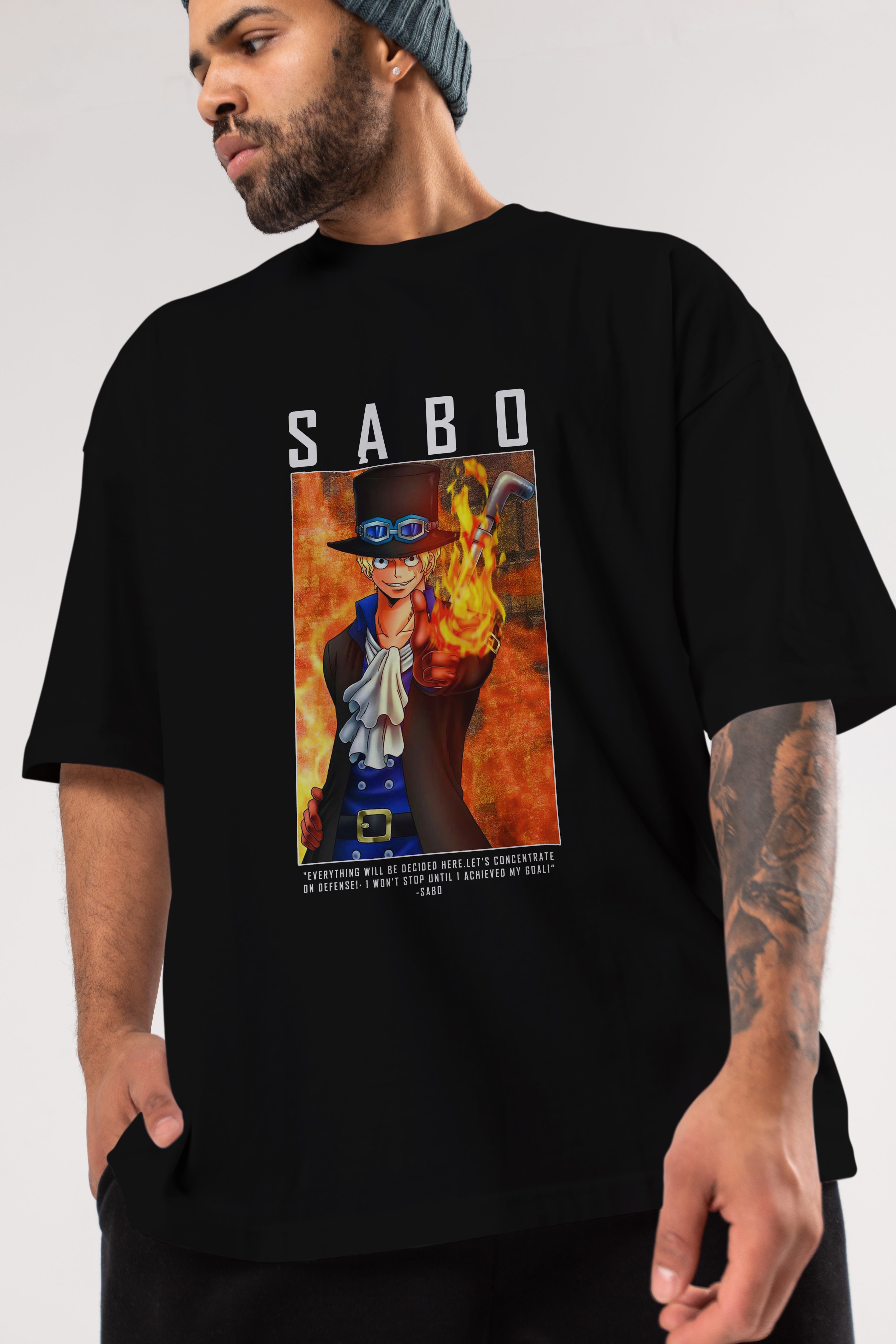 Sabo Anime Ön Baskılı Oversize t-shirt Erkek Kadın Unisex