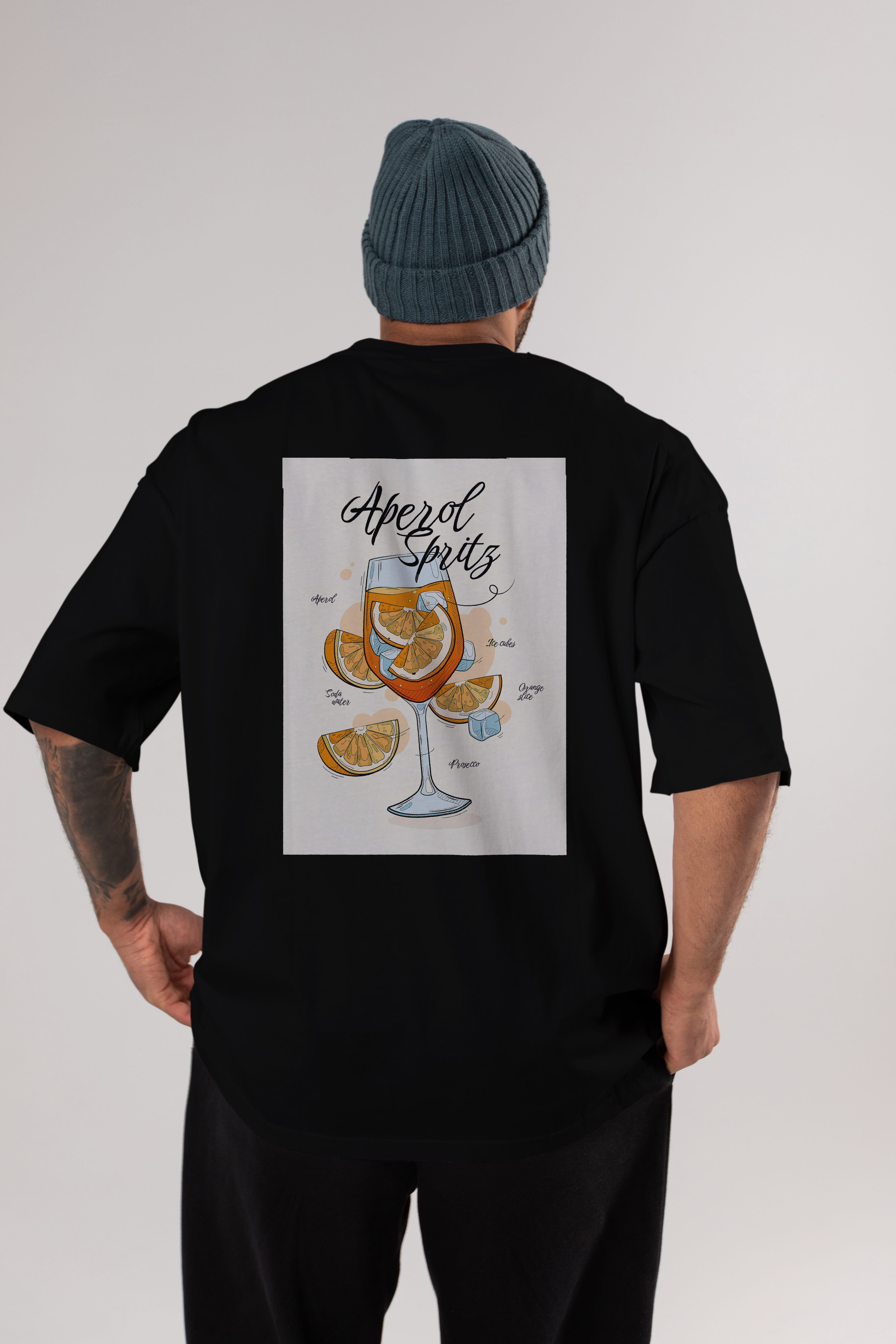 Aperol Spritz 6 Arka Baskılı Oversize t-shirt Erkek Kadın Unisex %100 Pamuk Bisiklet Yaka tişort