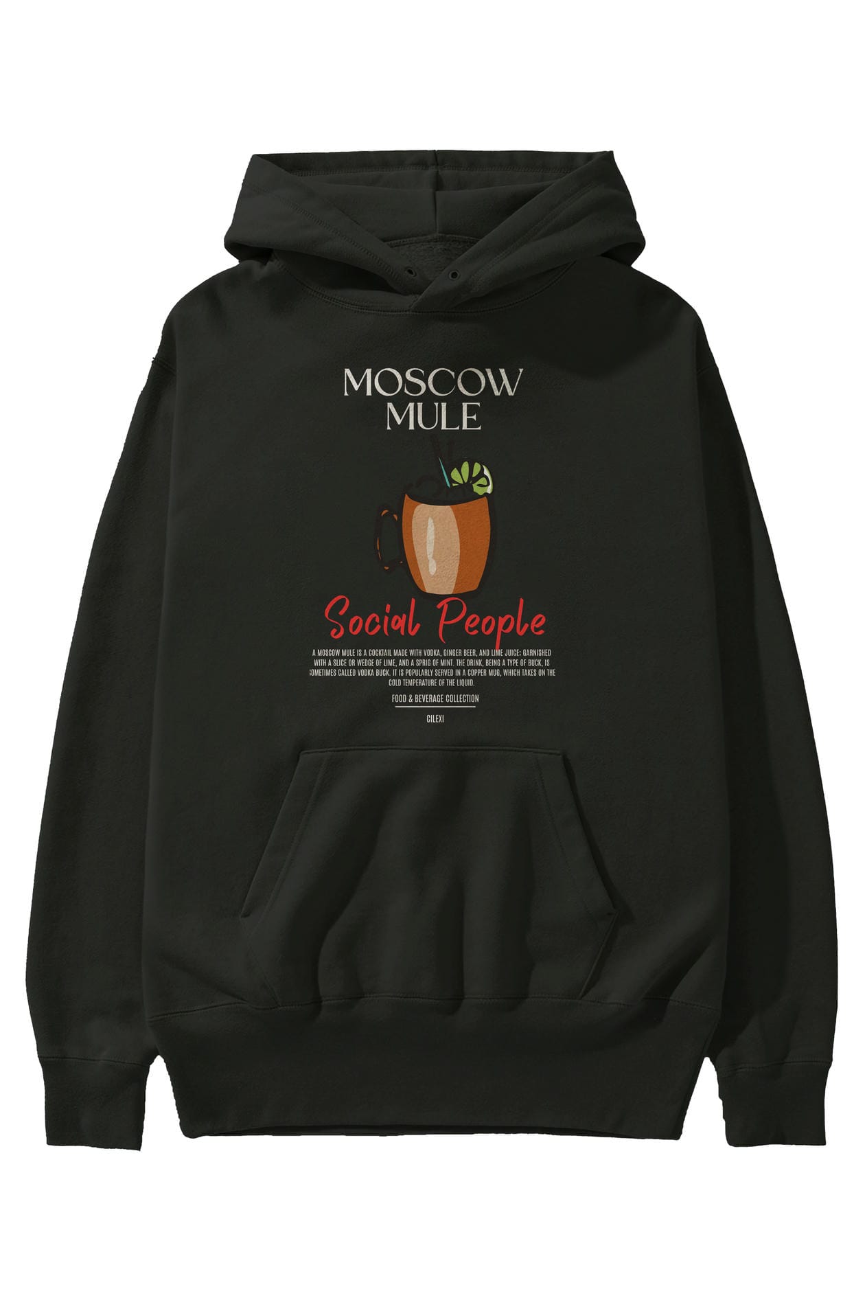 Moscow Mule Kokteyl Ön Baskılı Hoodie Oversize Kapüşonlu Sweatshirt Erkek Kadın