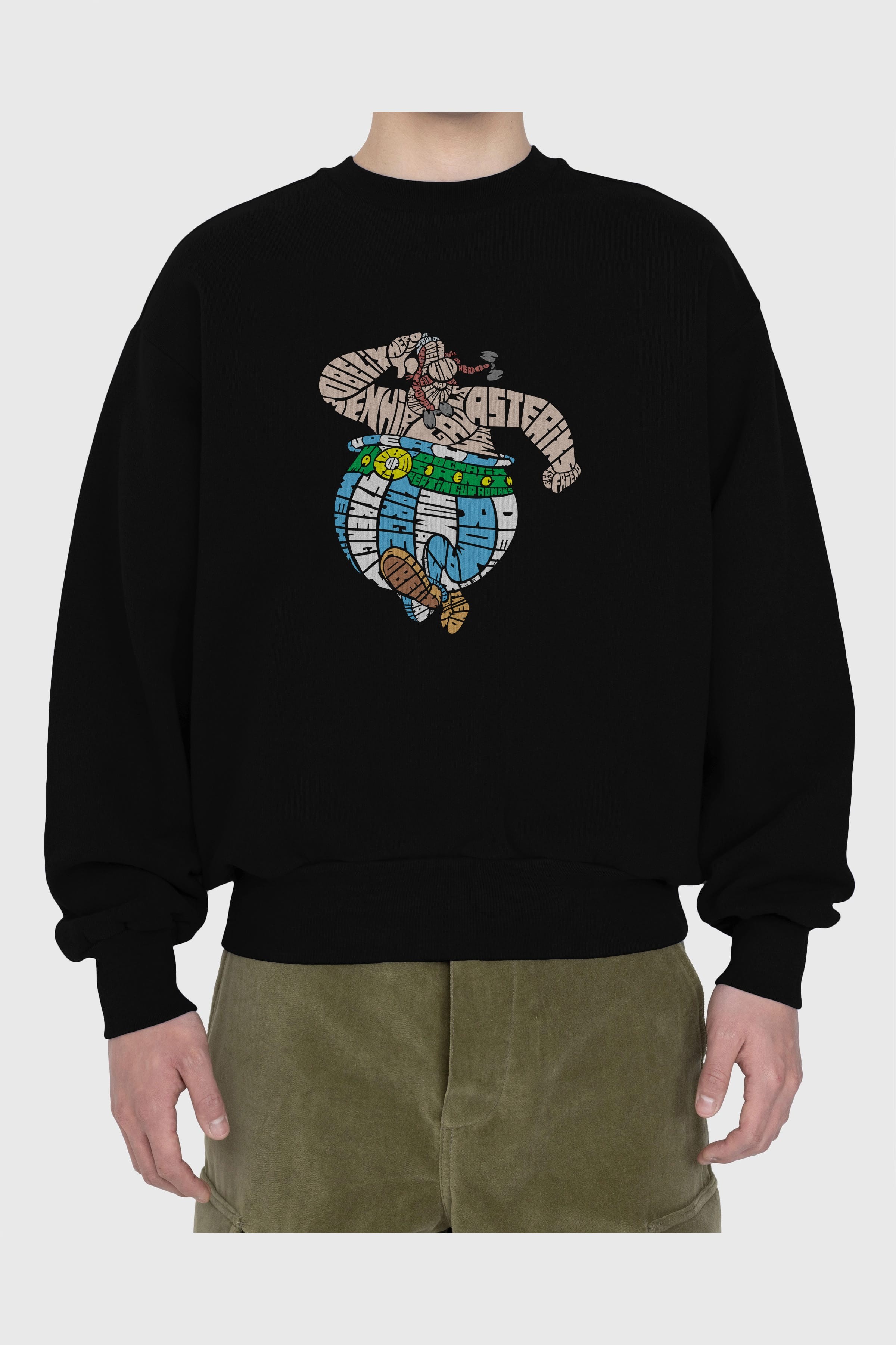 Obelix Ön Baskılı Oversize Sweatshirt Erkek Kadın Unisex