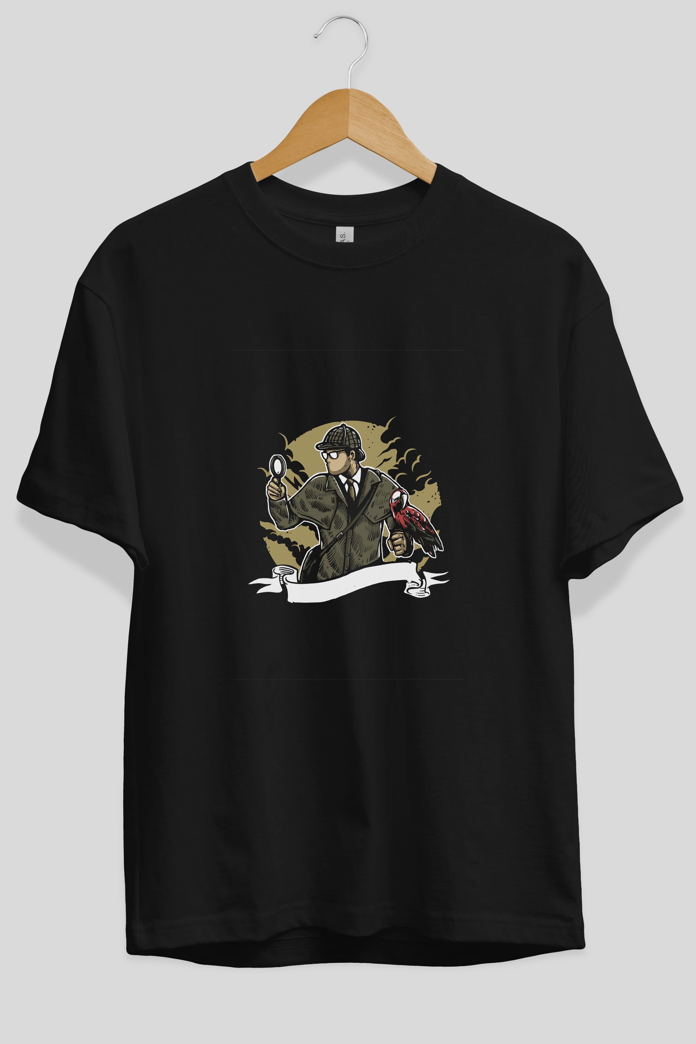 Sherlock Holmes Ön Baskılı Oversize t-shirt Erkek Kadın Unisex %100 Pamuk tişort