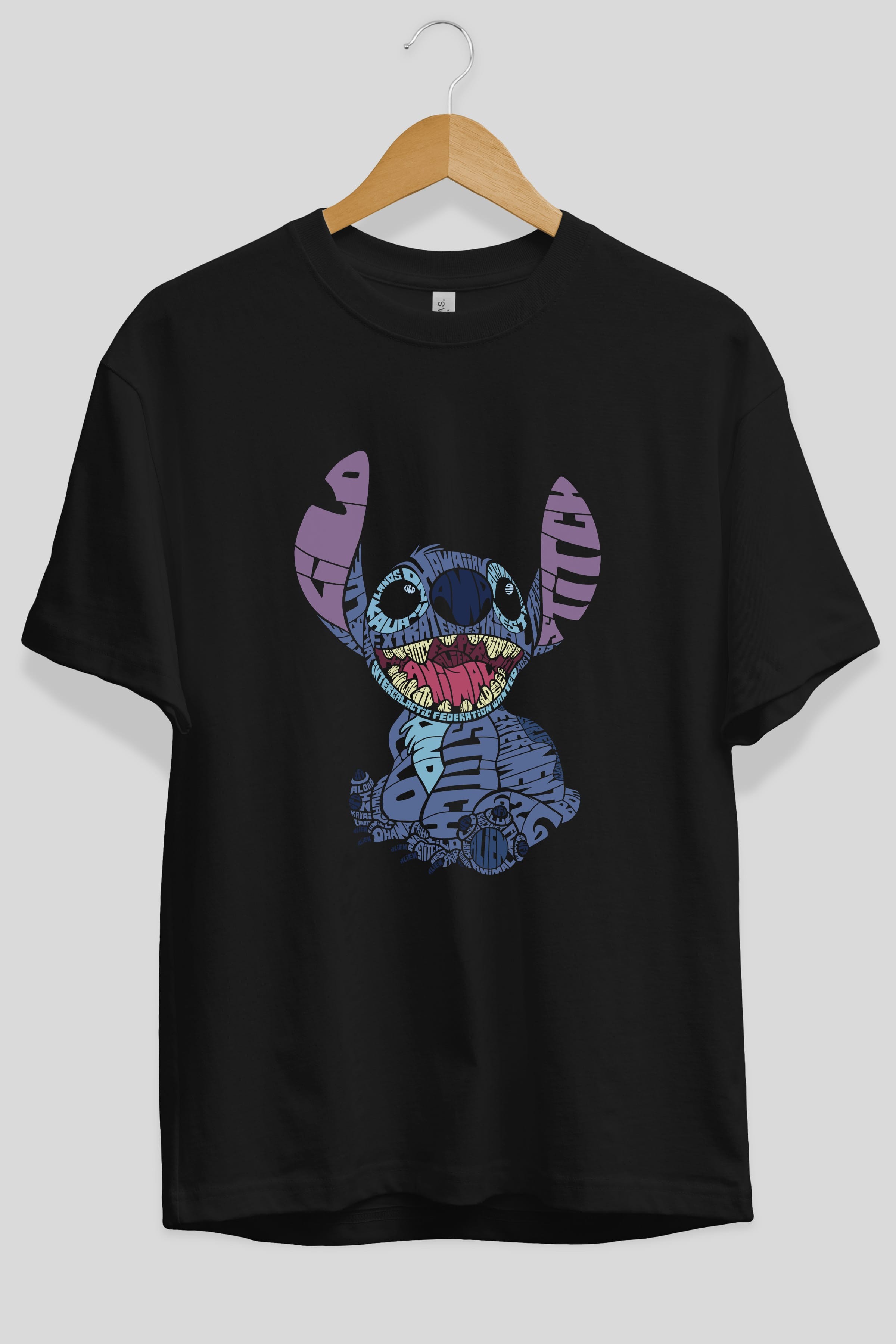 Stitch Ön Baskılı Oversize t-shirt %100 pamuk Erkek Kadın Unisex