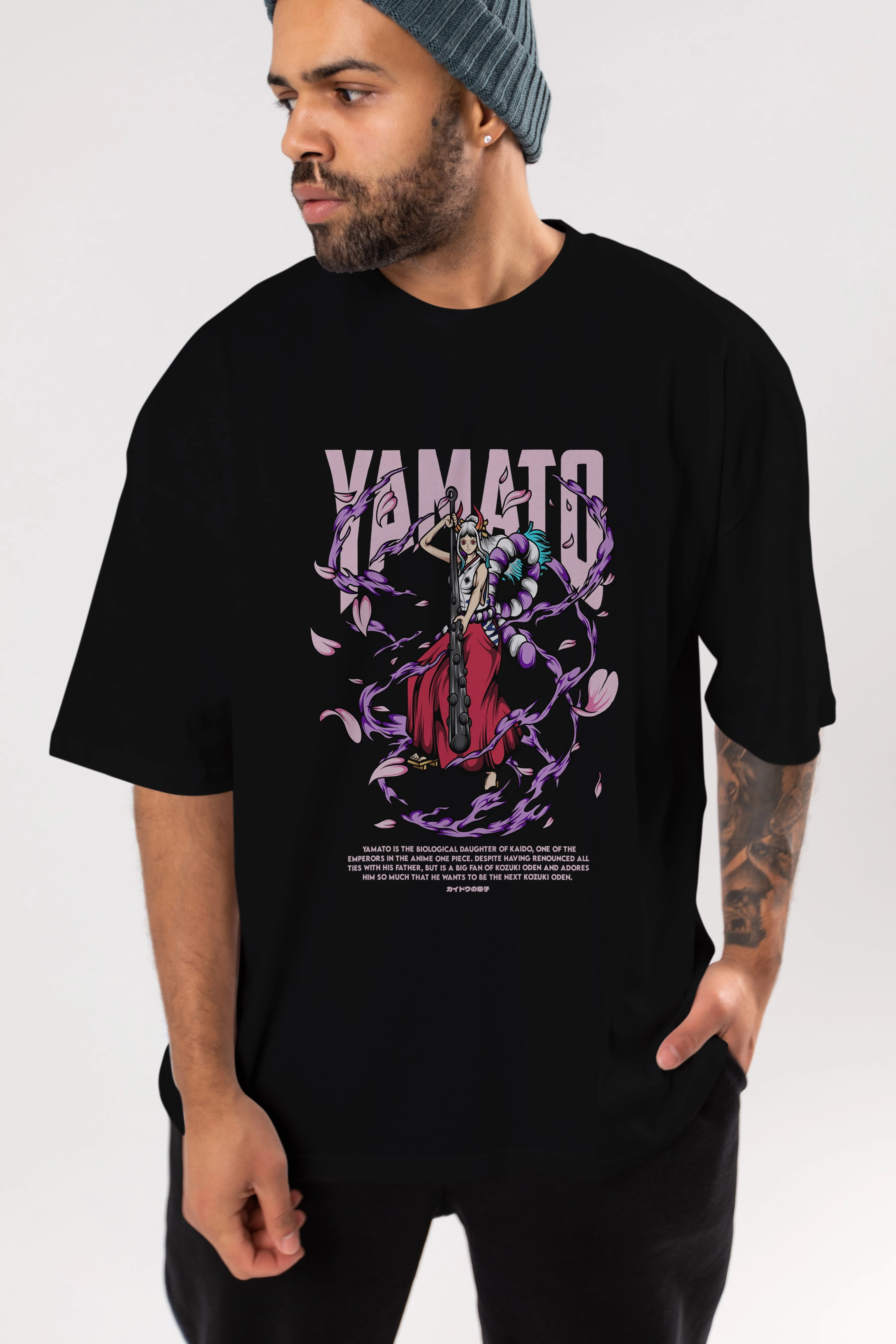 Yamato Anime Ön Baskılı Oversize t-shirt %100 pamuk Erkek Kadın Unisex