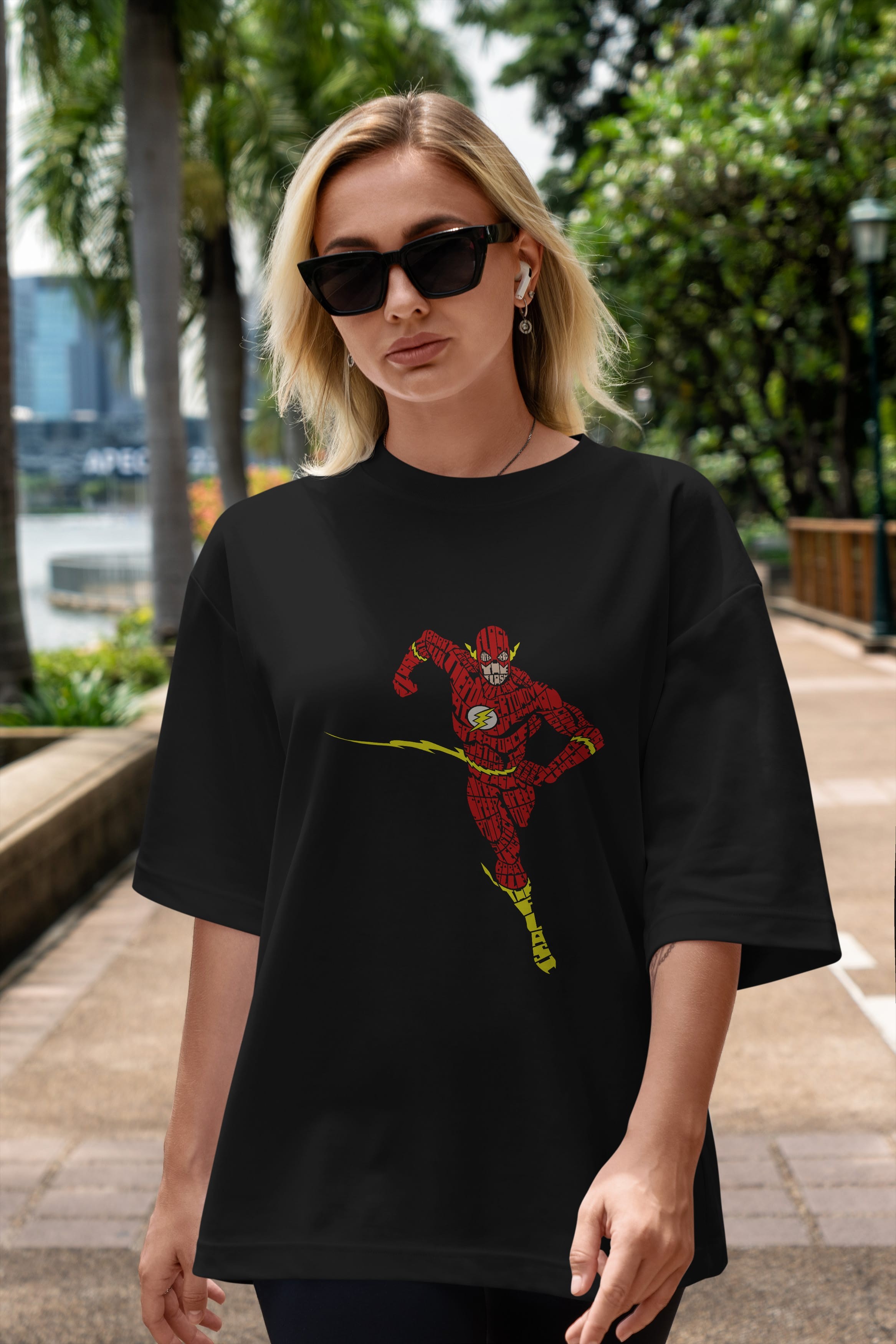 The Flash Ön Baskılı Oversize t-shirt %100 pamuk Erkek Kadın Unisex