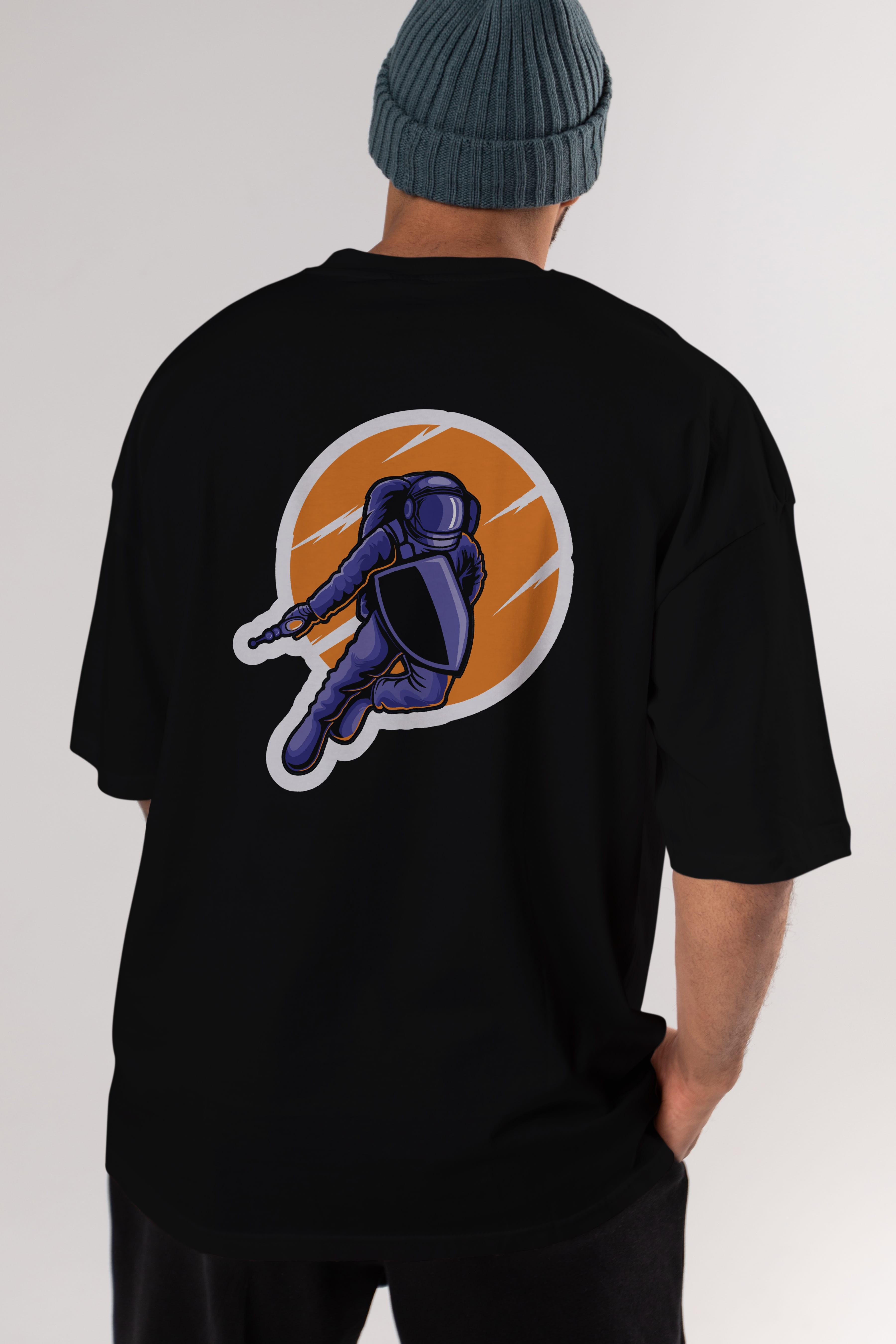 Astro Wars Sticker Arka Baskılı Oversize t-shirt Erkek Kadın Unisex