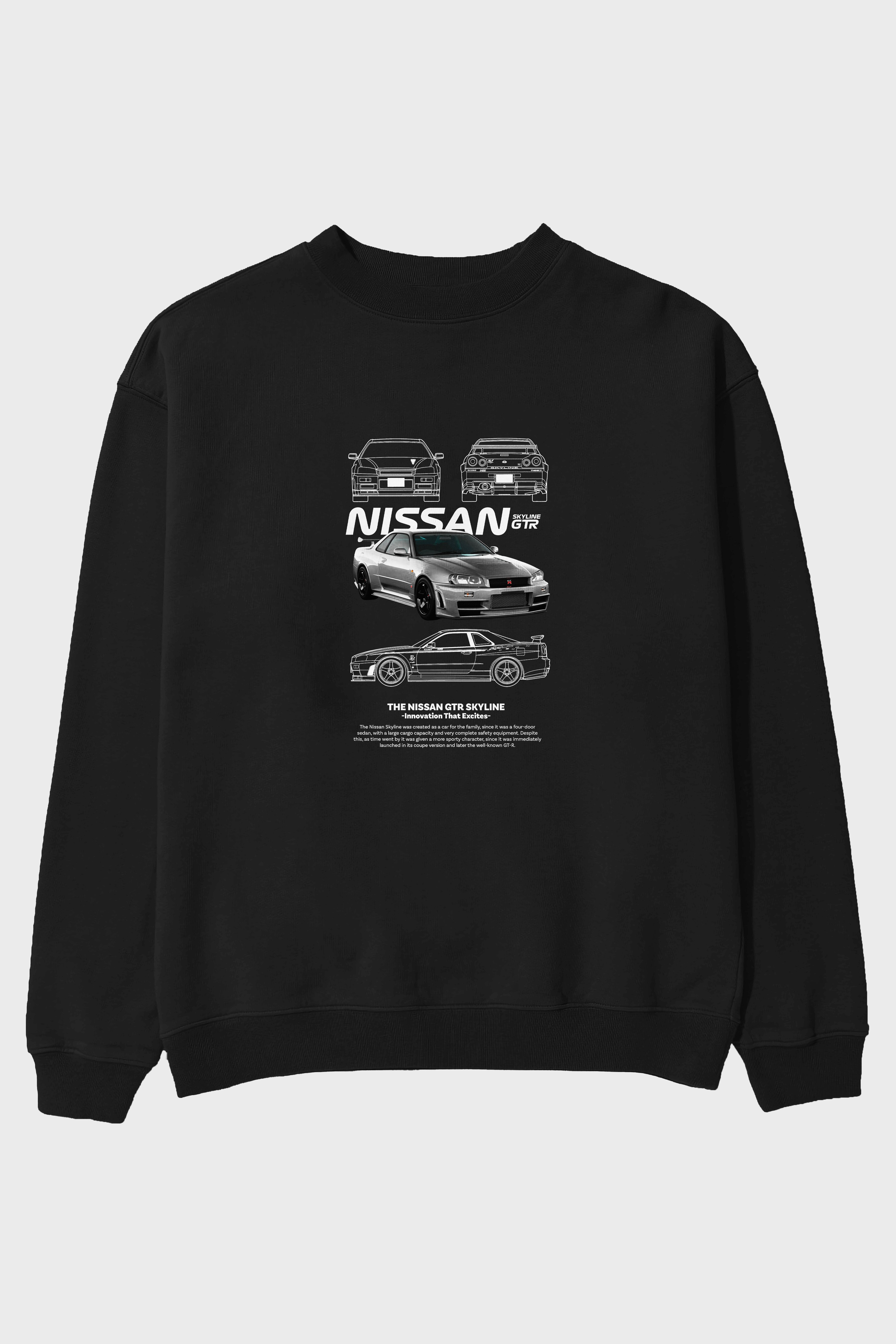 NISSAN SKYLINE GTR Ön Baskılı Anime Oversize Sweatshirt Erkek Kadın Unisex