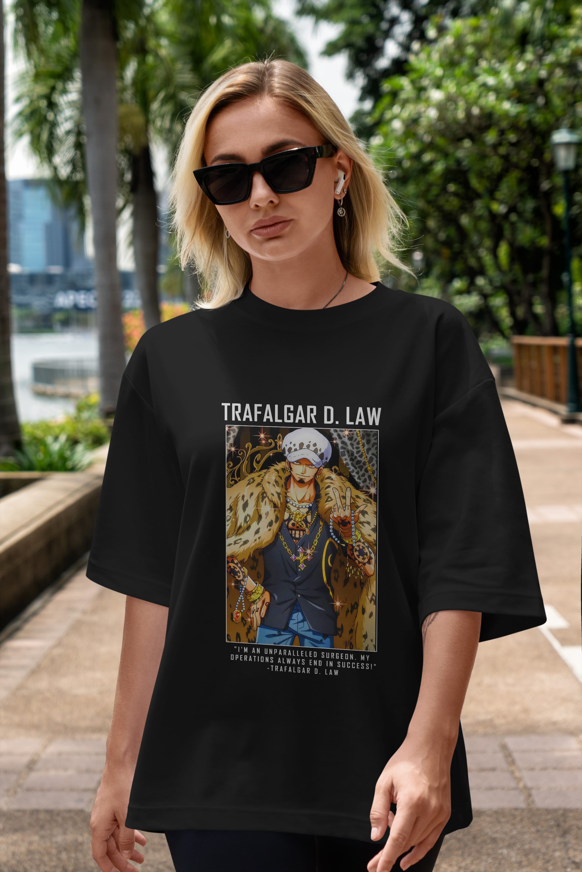 Trafalgar D. Water Law 2 Anime Ön Baskılı Oversize t-shirt Erkek Kadın Unisex
